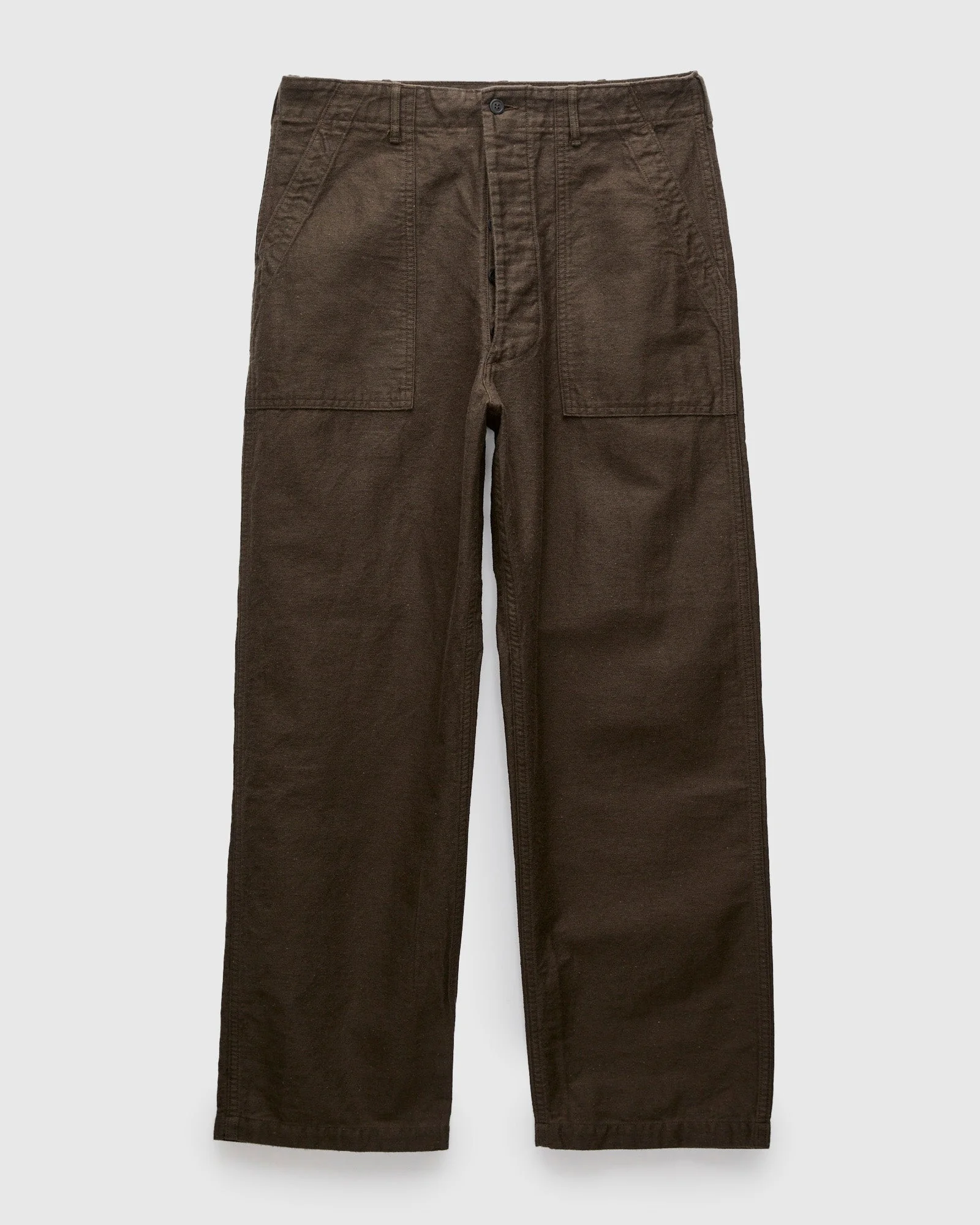 Linen Moleskin Straight Fatigue Pants in Charcoal Grey - 1