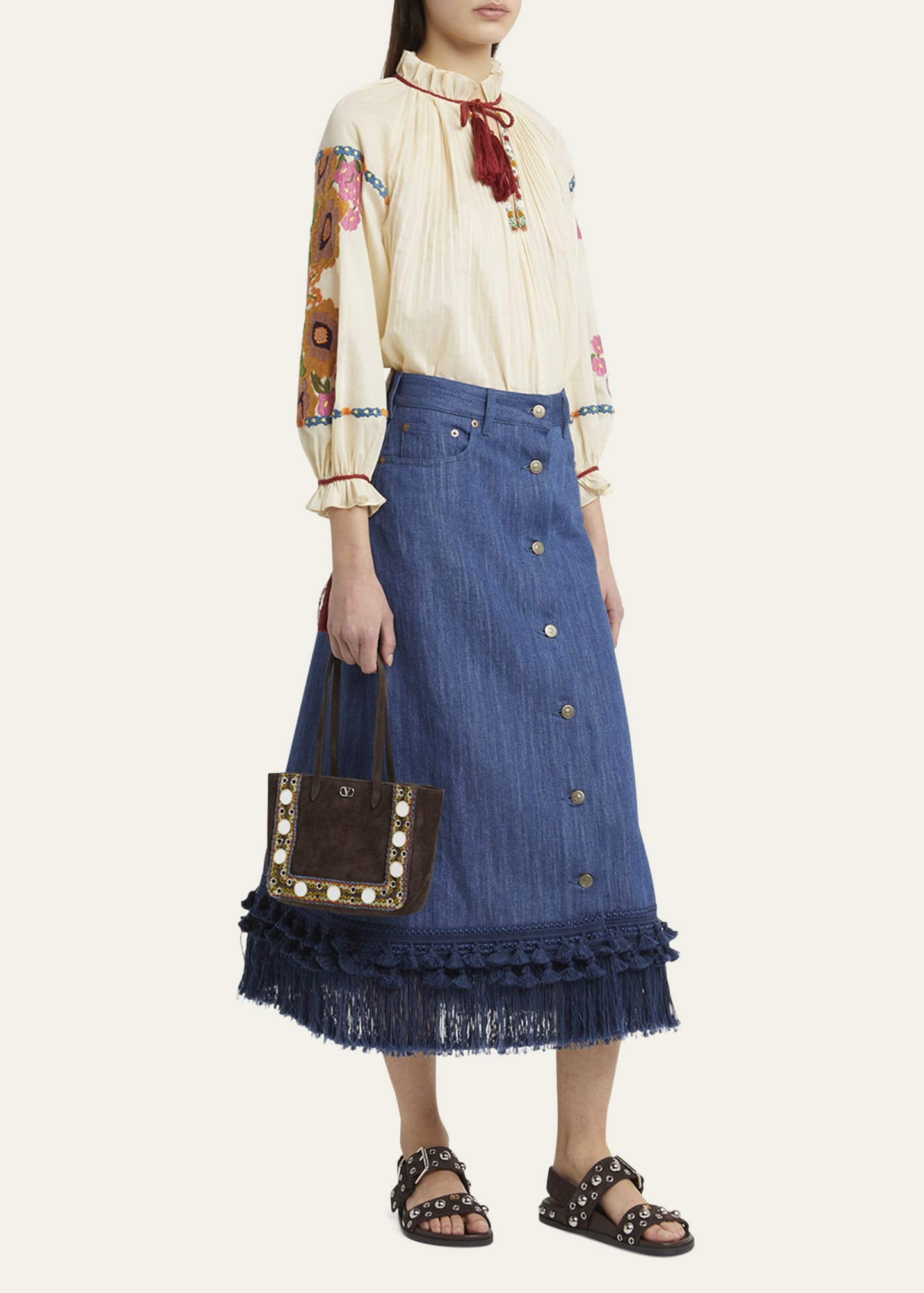 Nellcote Mirror-Embellished Suede Mini Tote Bag - 6