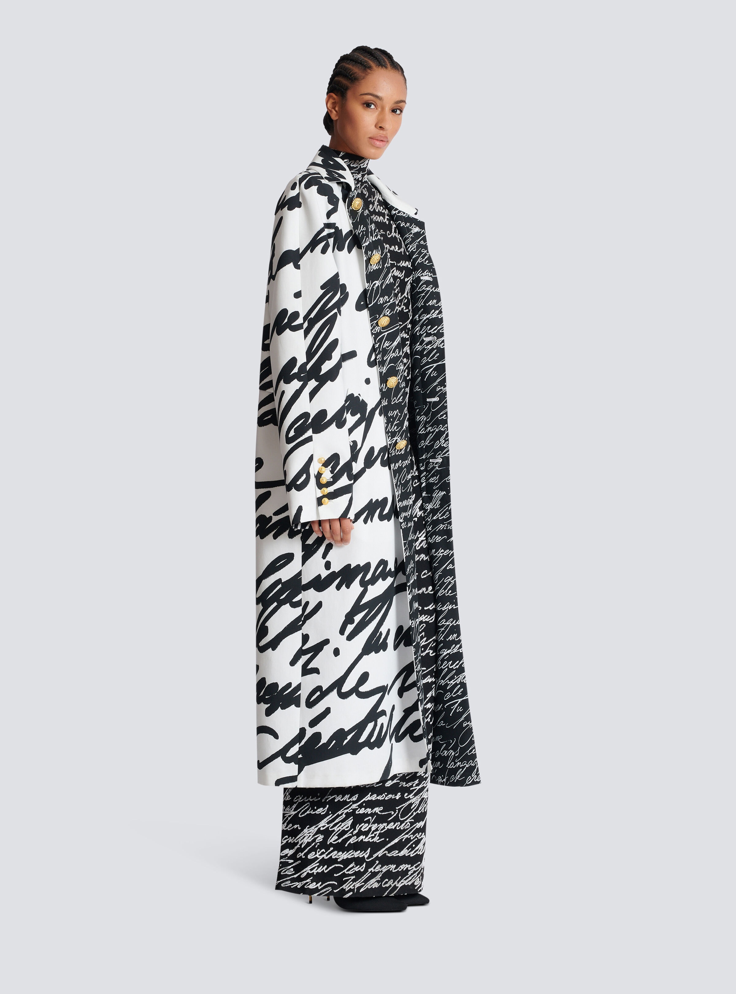 Long reversible coat with "Love Letter" print - 3