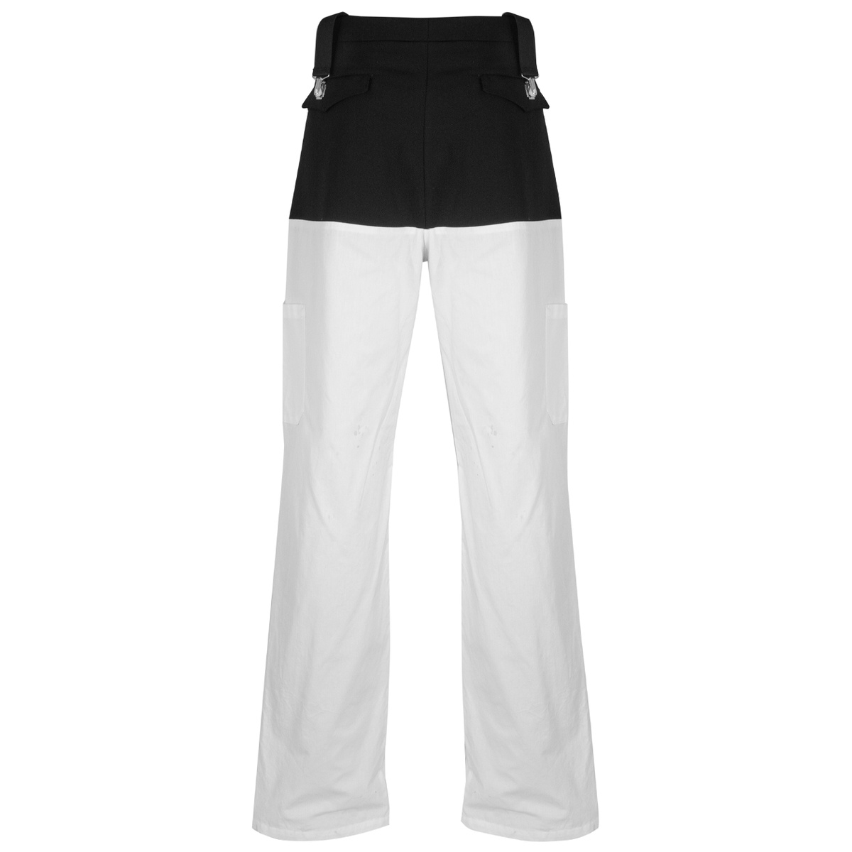 Two Tone Suspender Trousers in Black/white - 3