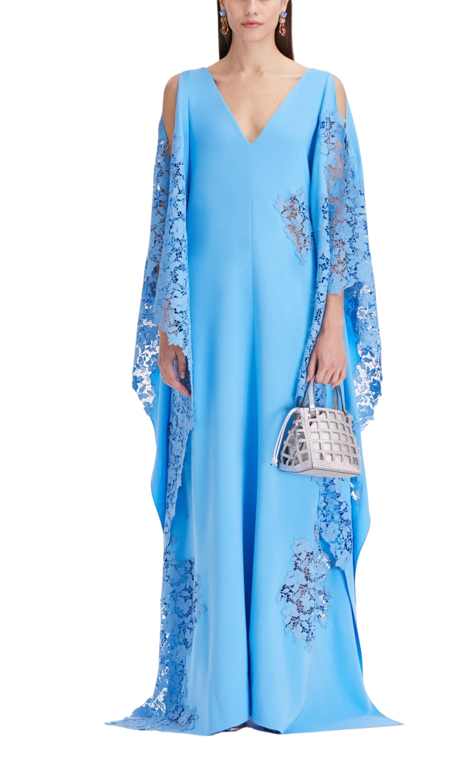 Gardenia-Lace Silk-Georgette Caftan Gown - 2