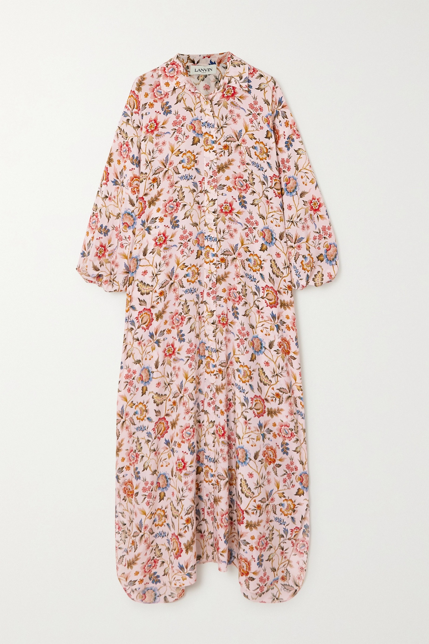 Floral-print crepe de chine maxi dress - 1