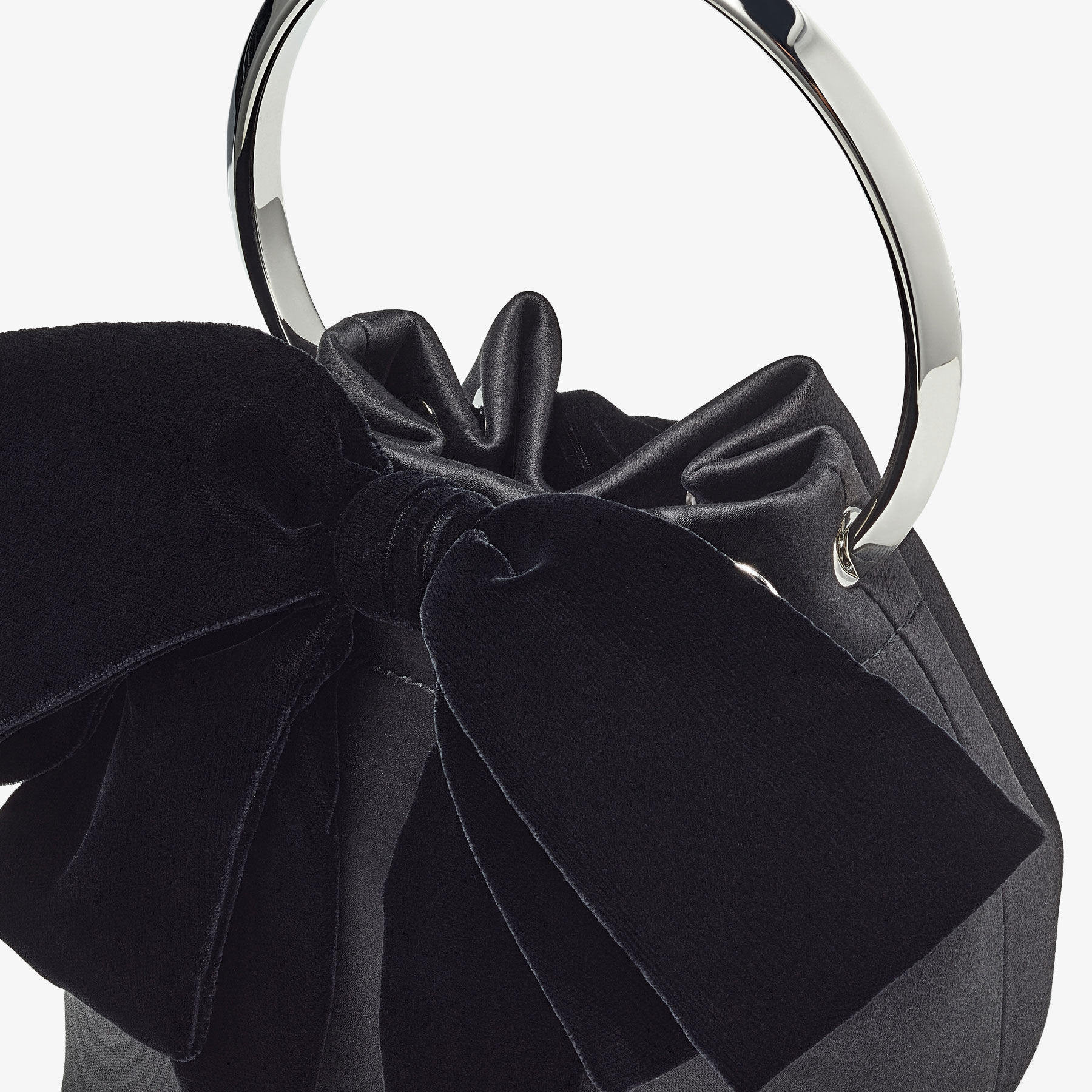 Bon Bon
Black Satin Bucket Bag with Velvet Bow - 3