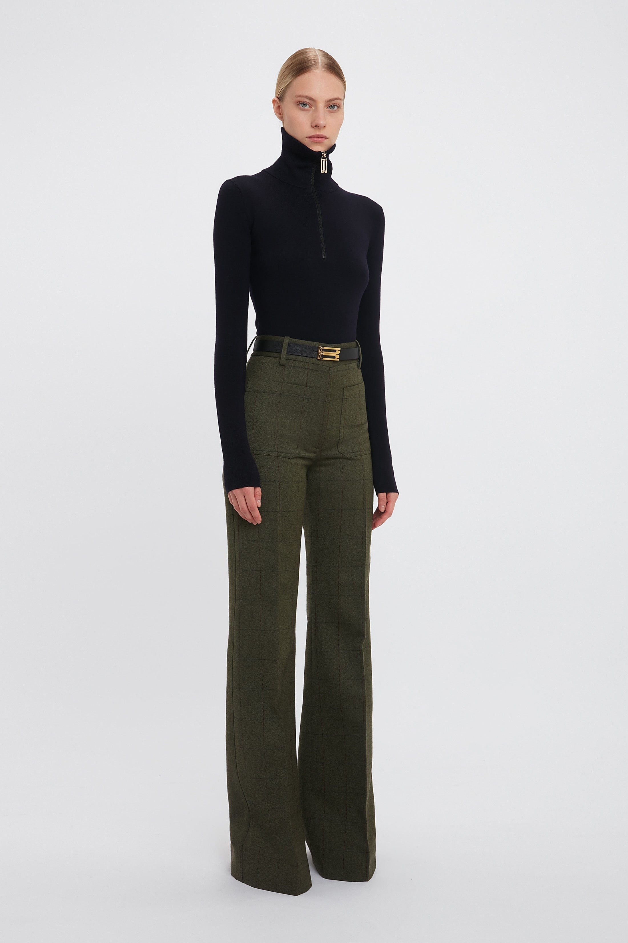 Exclusive Alina Tailored Trouser In Dark Fern Check - 3