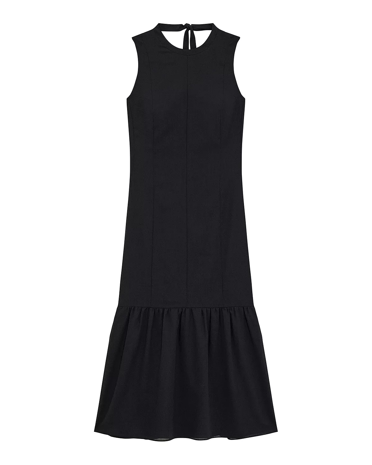 Tie Neck Tiered Midi Dress - 8