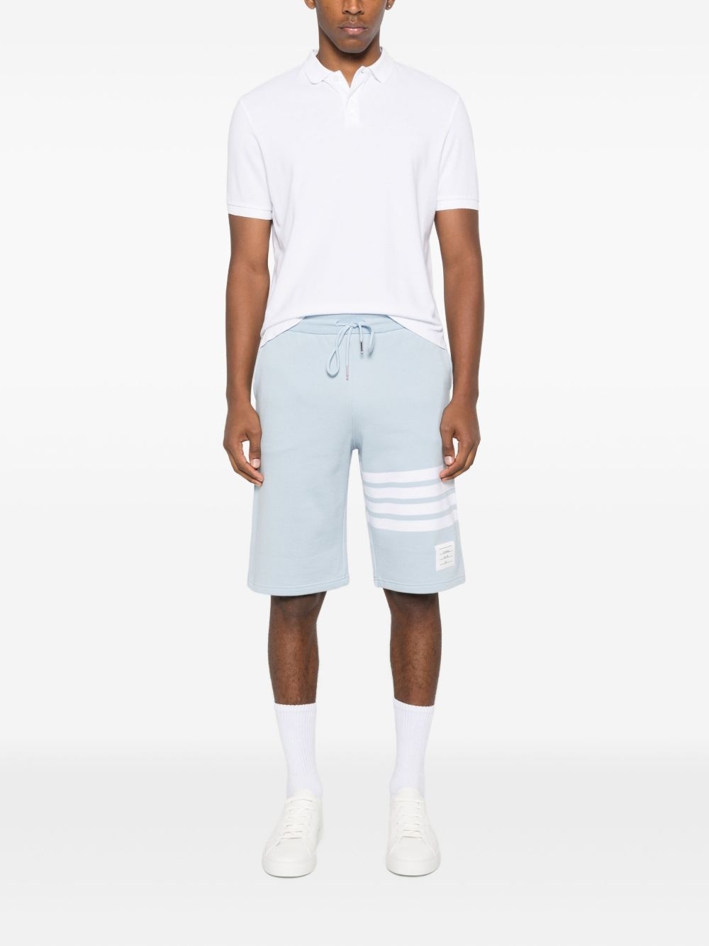 stripe-detail cotton track shorts - 2