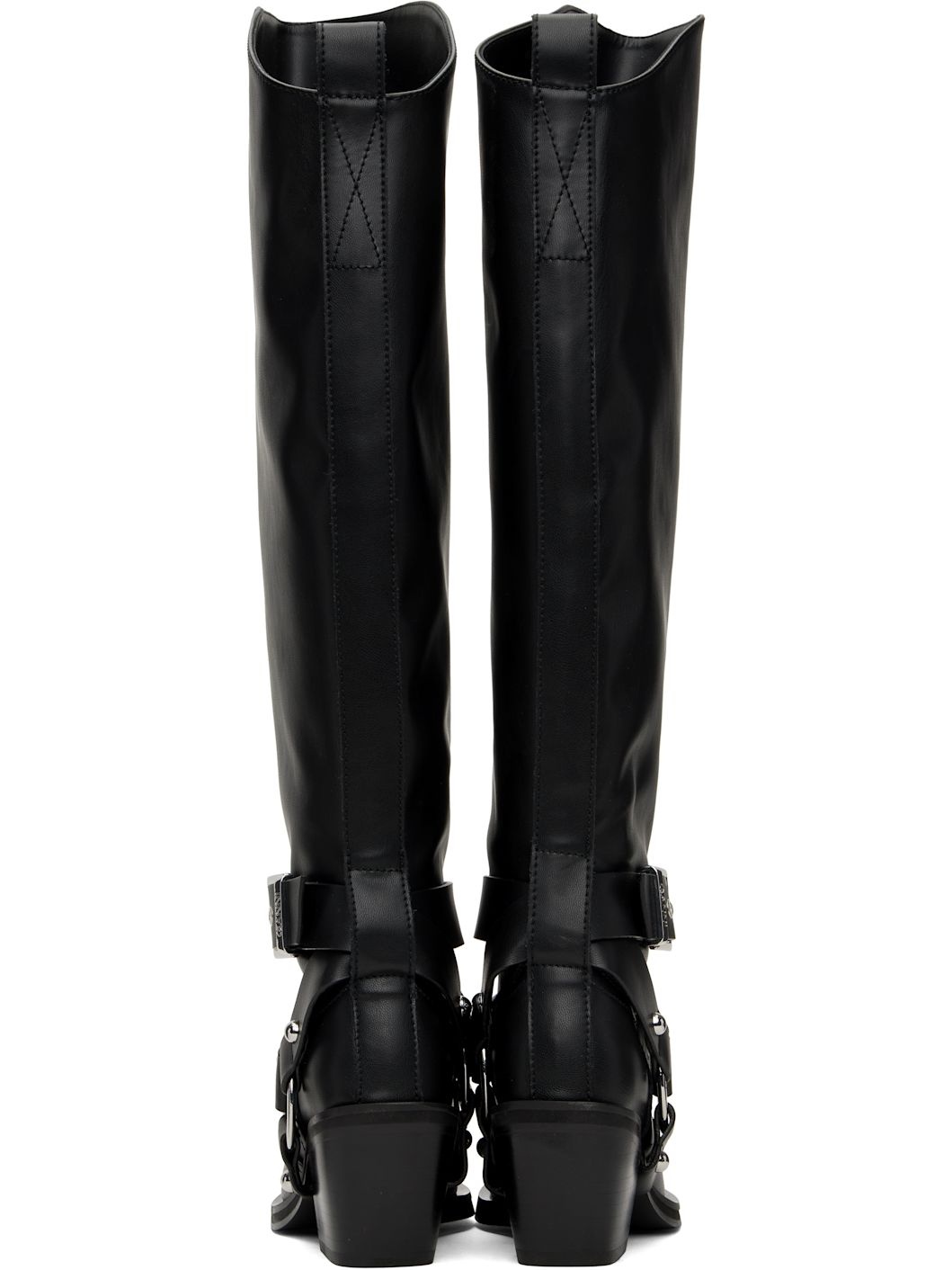 Black High Shaft Embroidered Western Tall Boots - 2