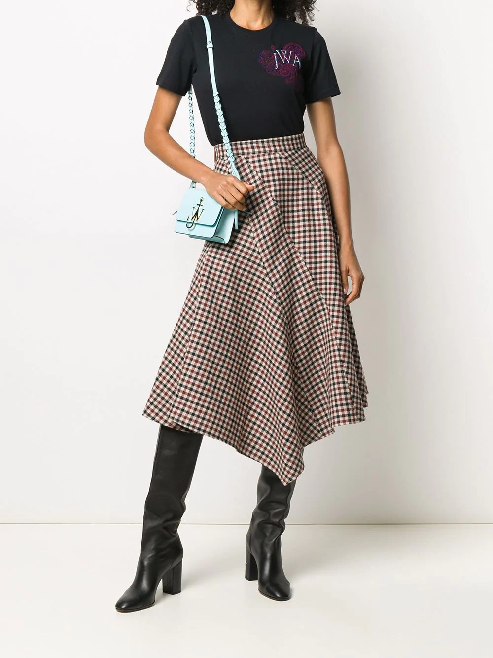 checked asymmetric skirt - 2