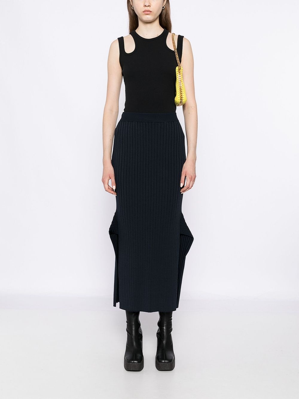 ribbed flared slit midi skirt - 2