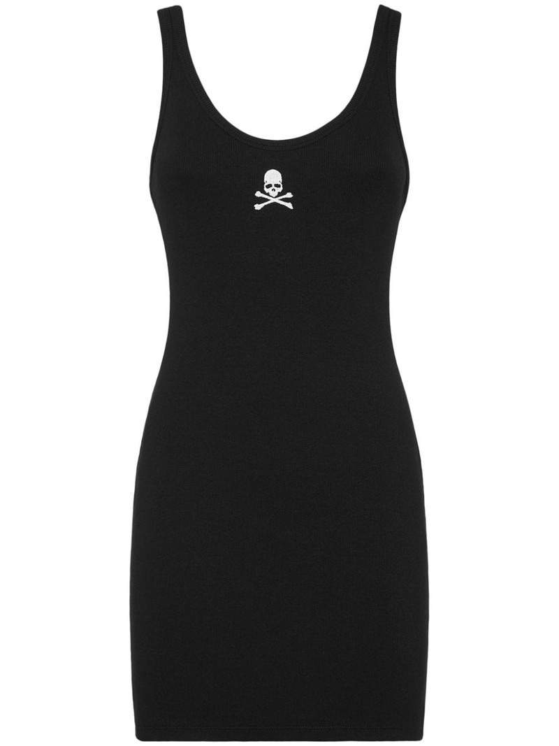 Skull-embroidered tank minidress 1