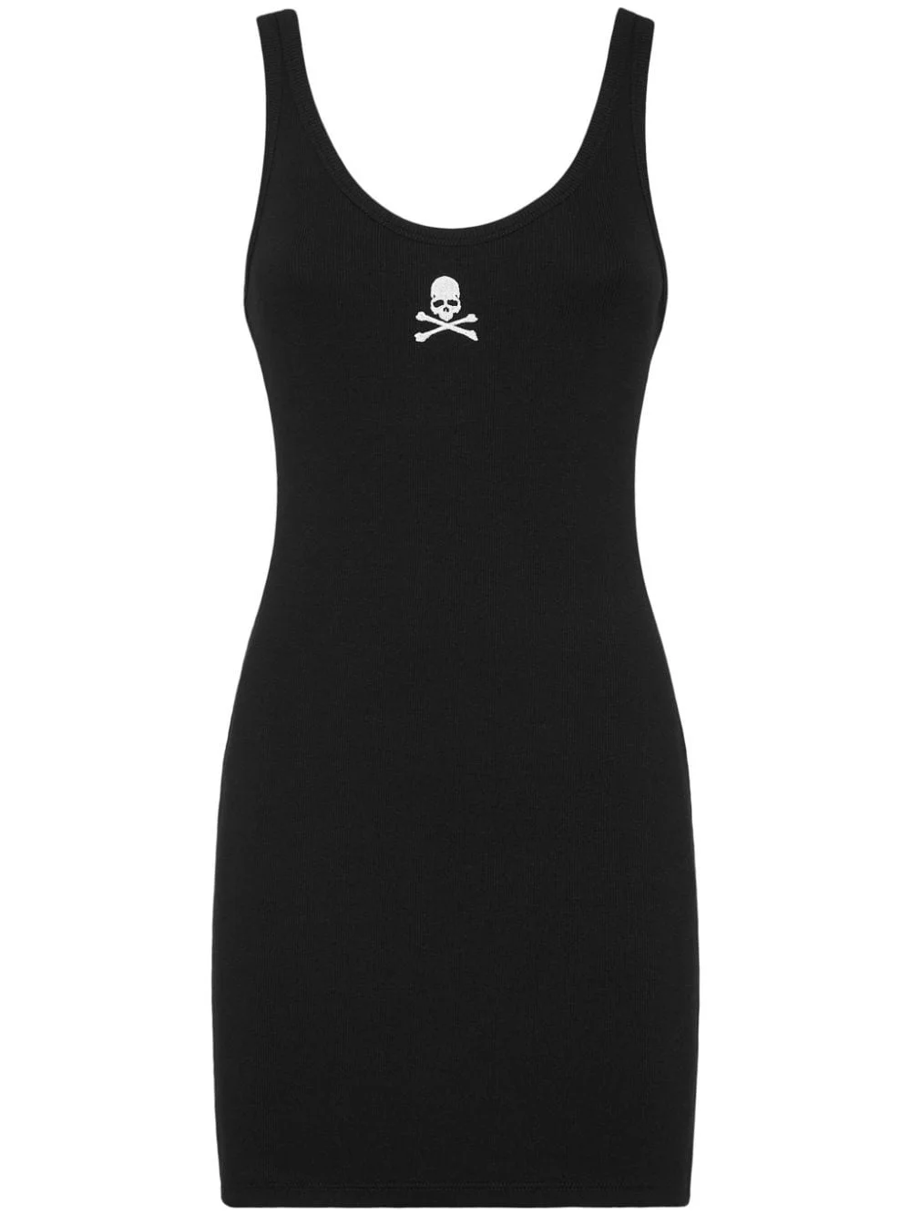 Skull-embroidered tank minidress - 1