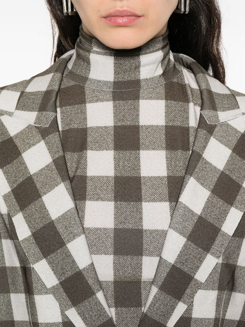 checked single-breasted blazer - 5