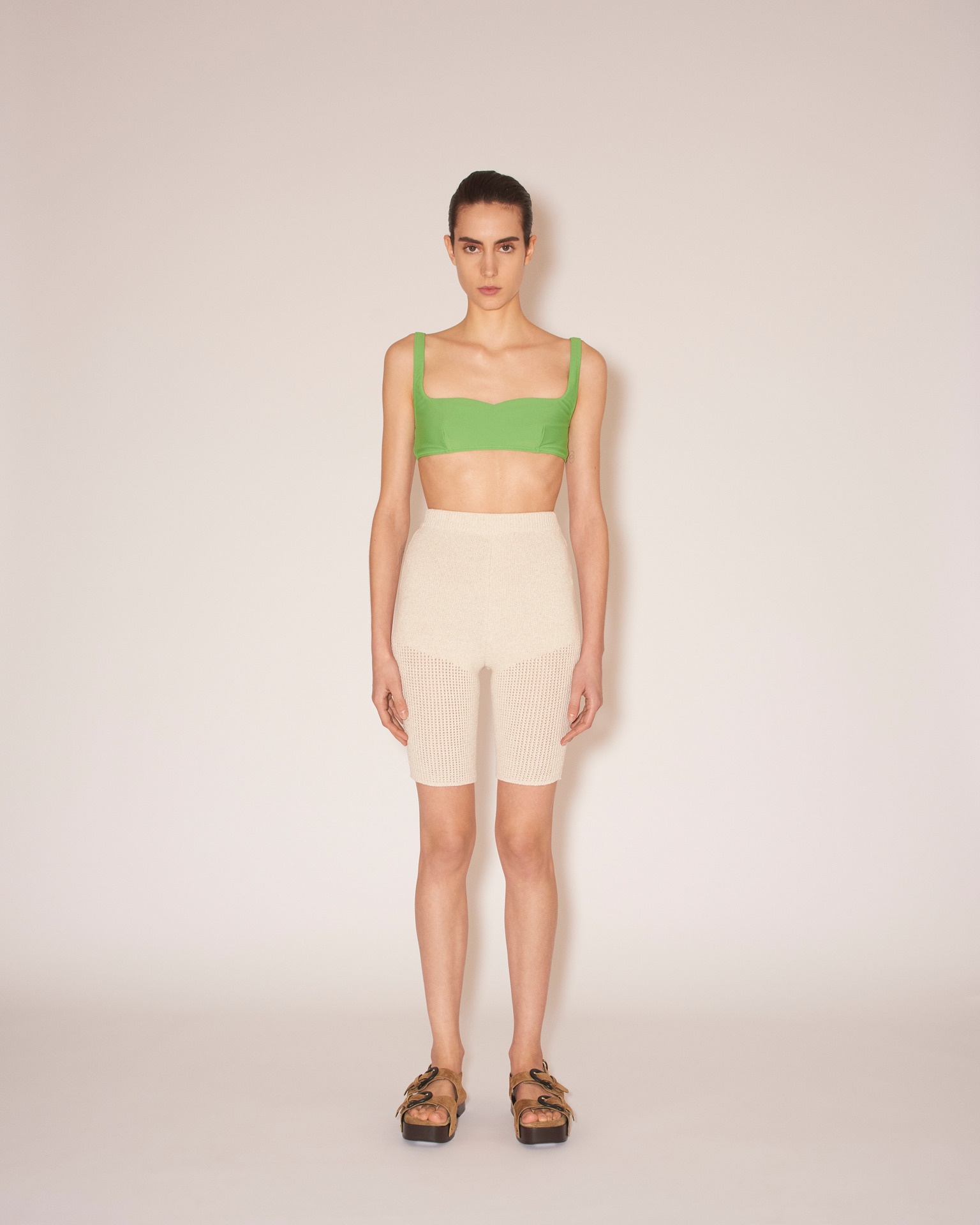 PAOLA - Textured cotton-crochet shorts - Creme - 2