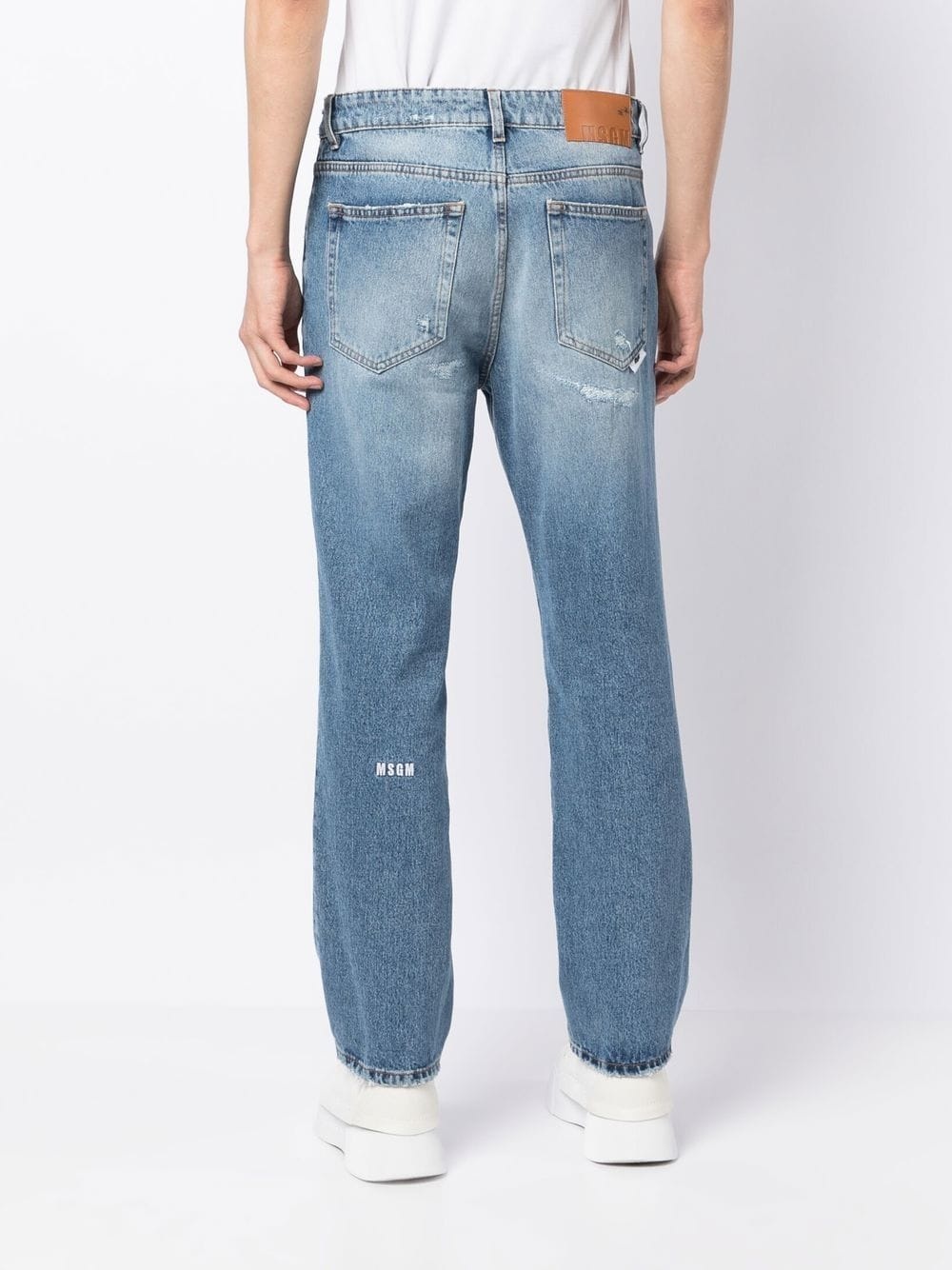 distressed-effect straight-leg jeans - 4