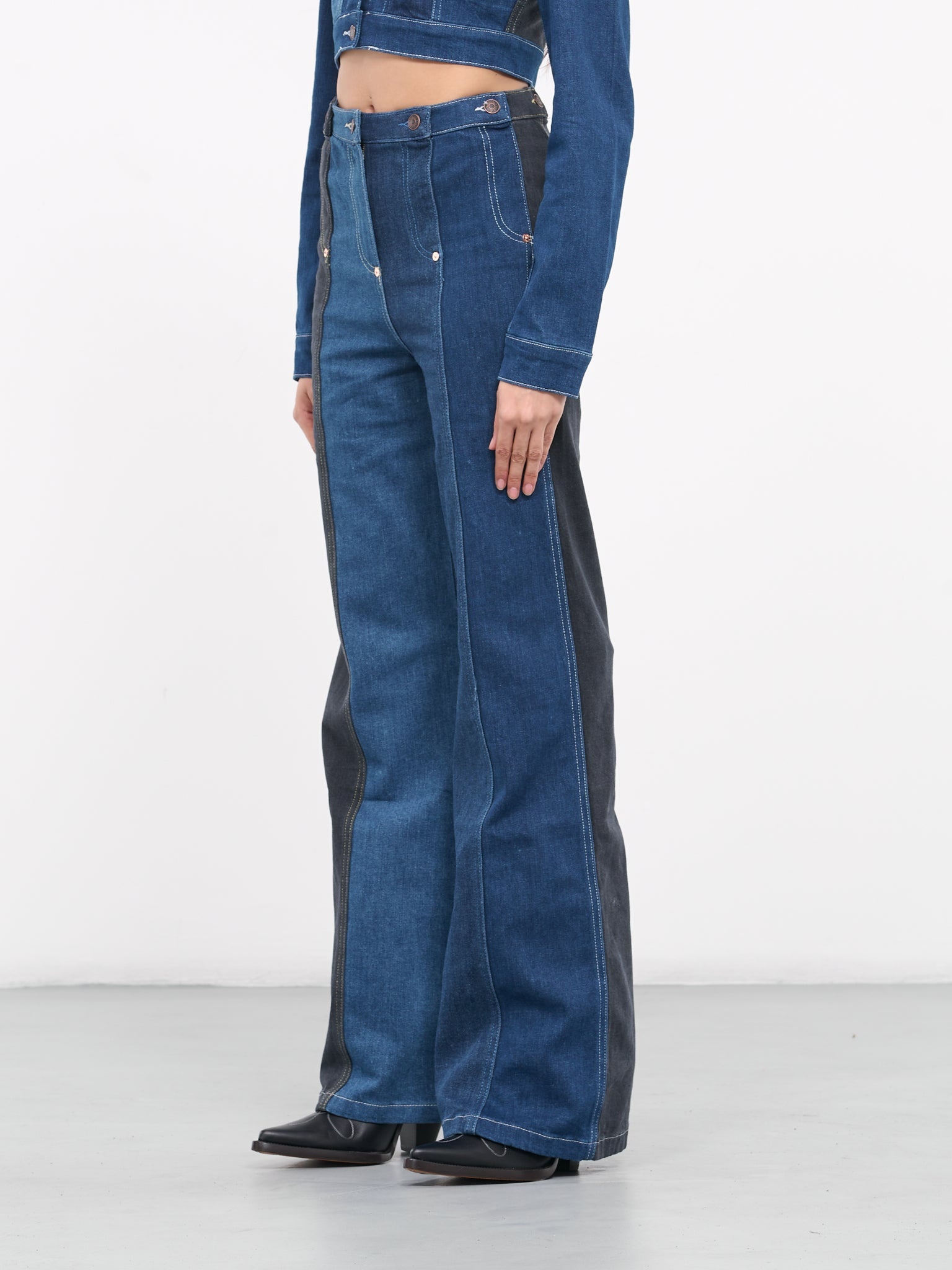 Denim Patchwork Jeans - 2