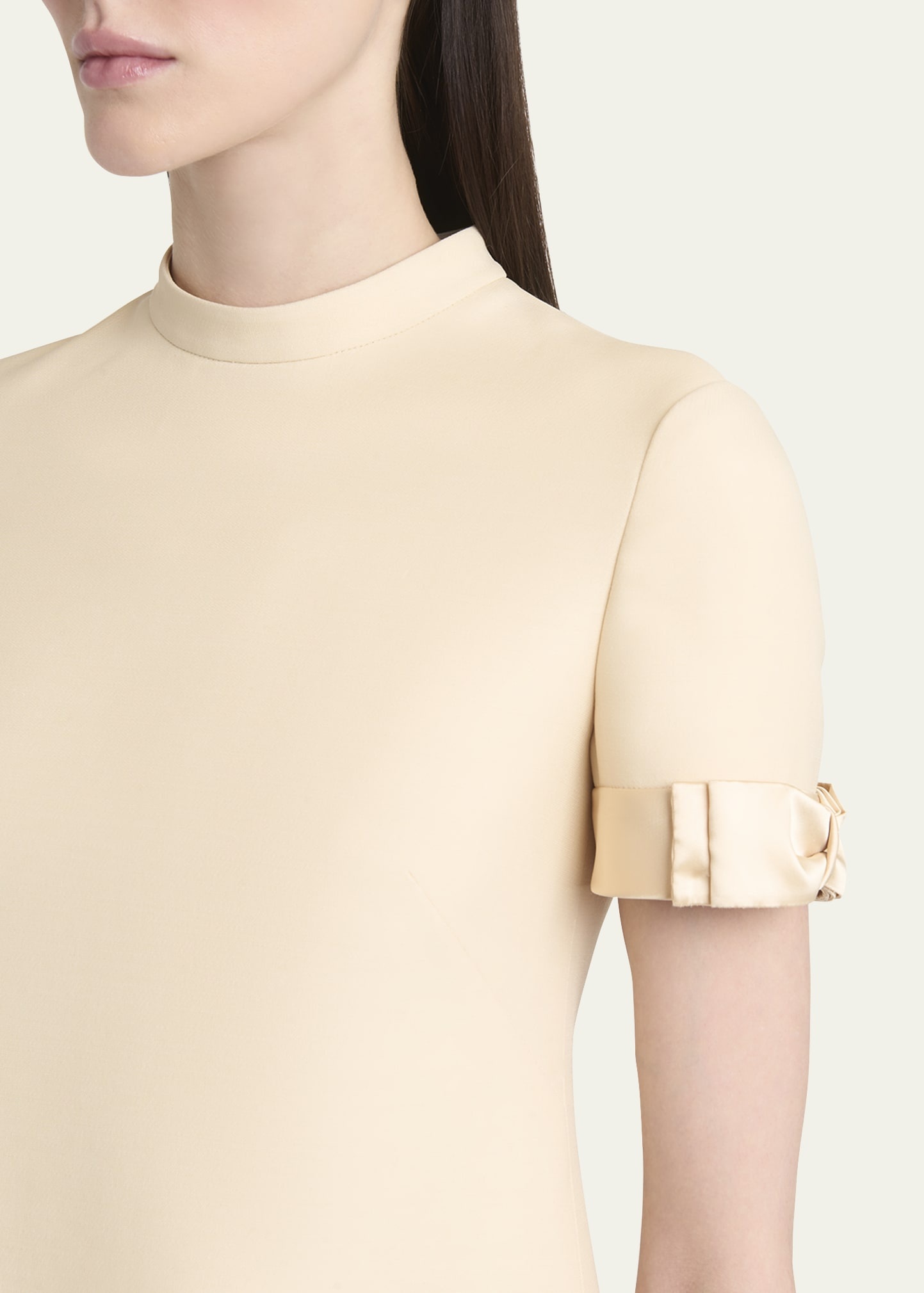 Crepe Couture Mini Dress with Bows - 5