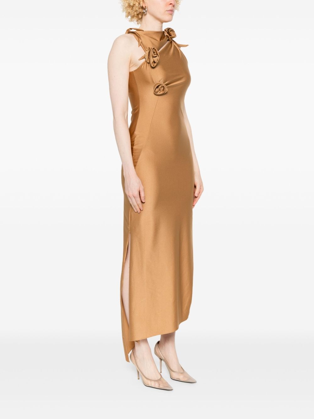 asymmetric flower maxi dress - 3