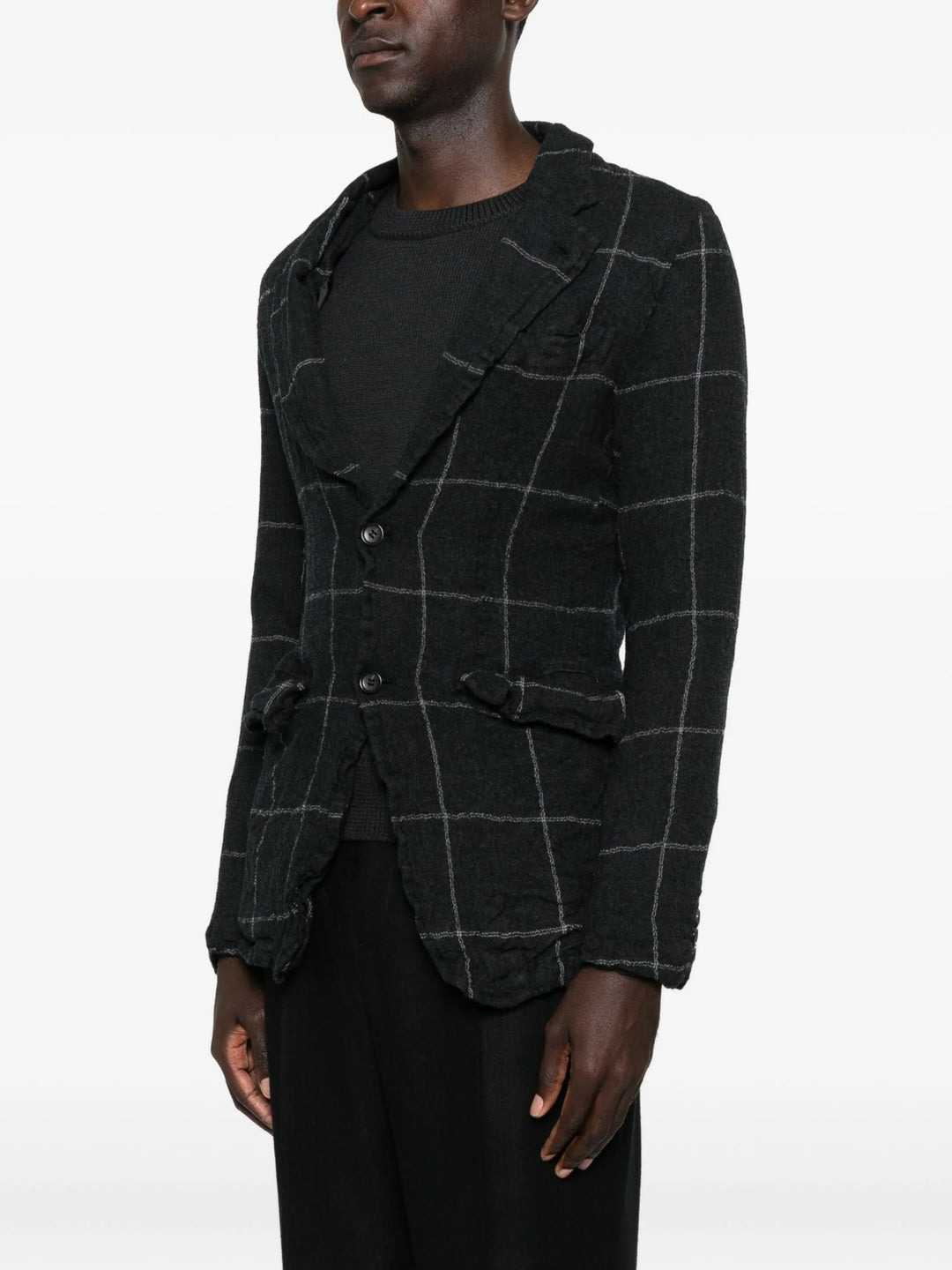 Wool Windowpane Check Jacket - 3
