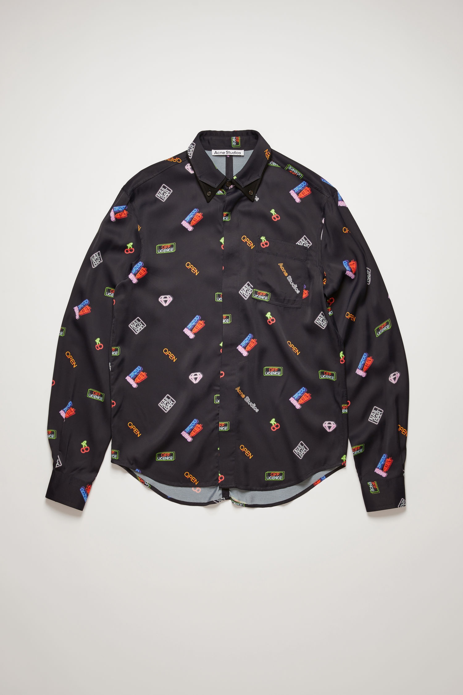 Neon sign print shirt multi black - 4