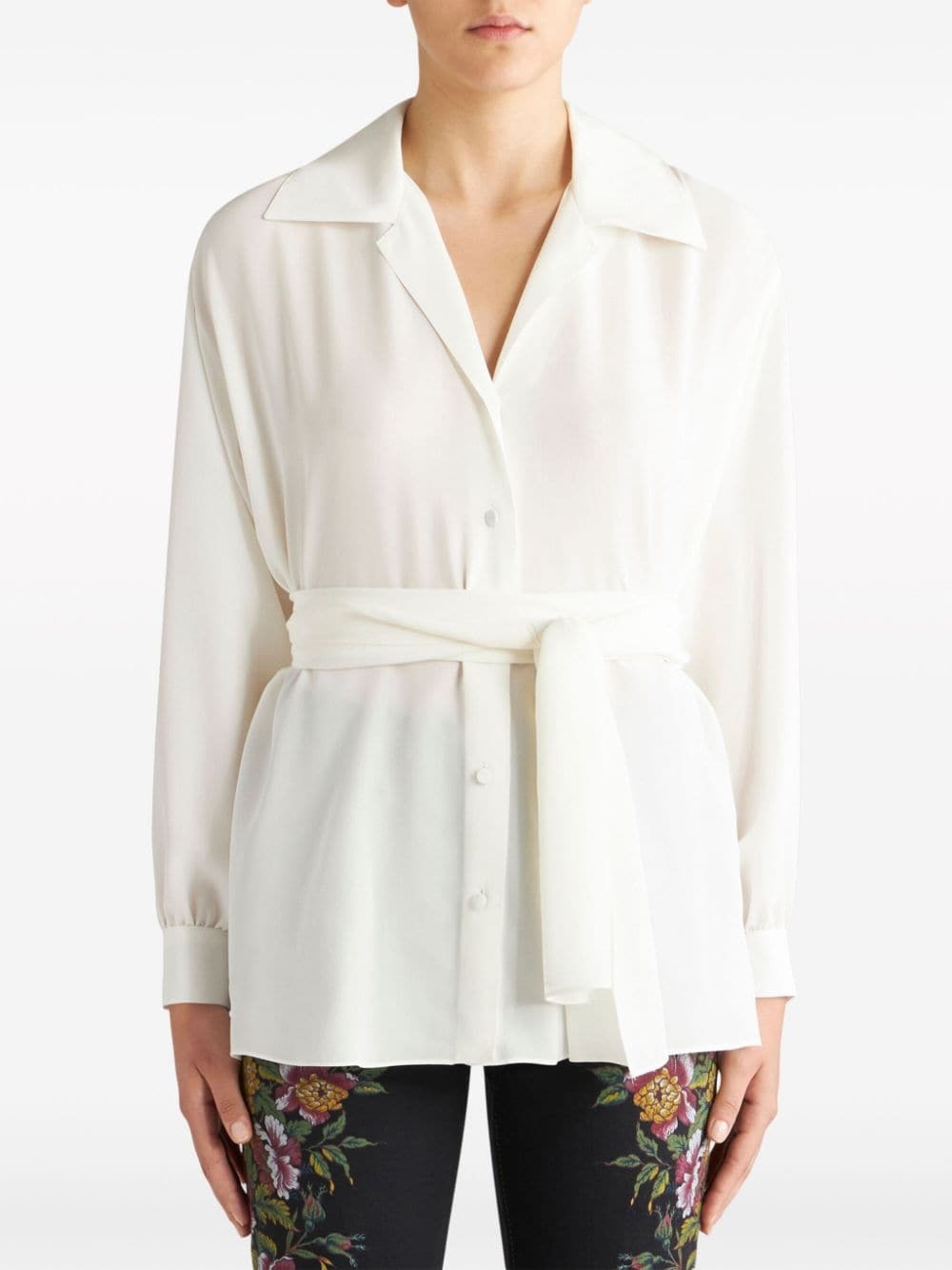 belted silk shirt - 3