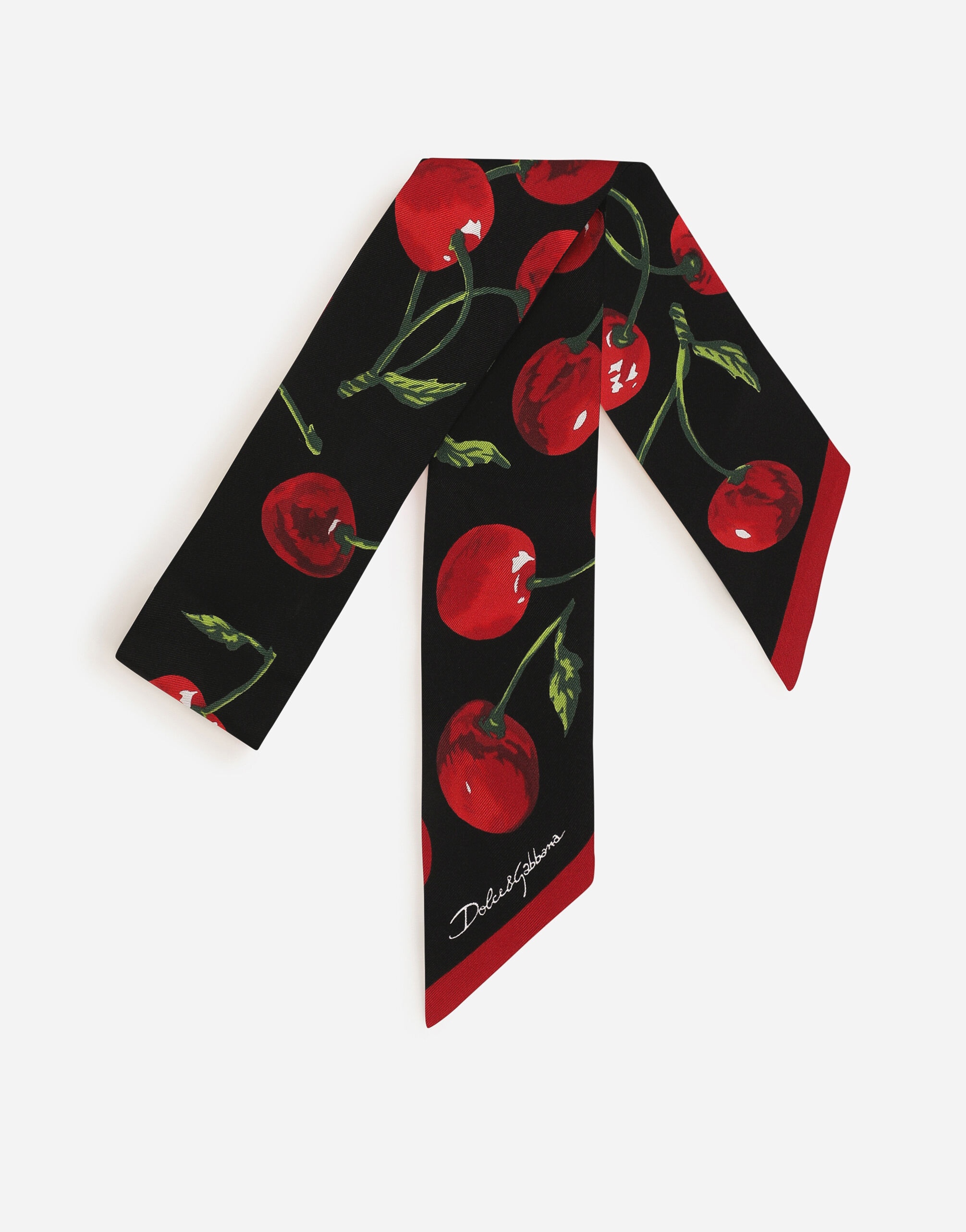 Cherry-print twill headscarf (6x100) - 1