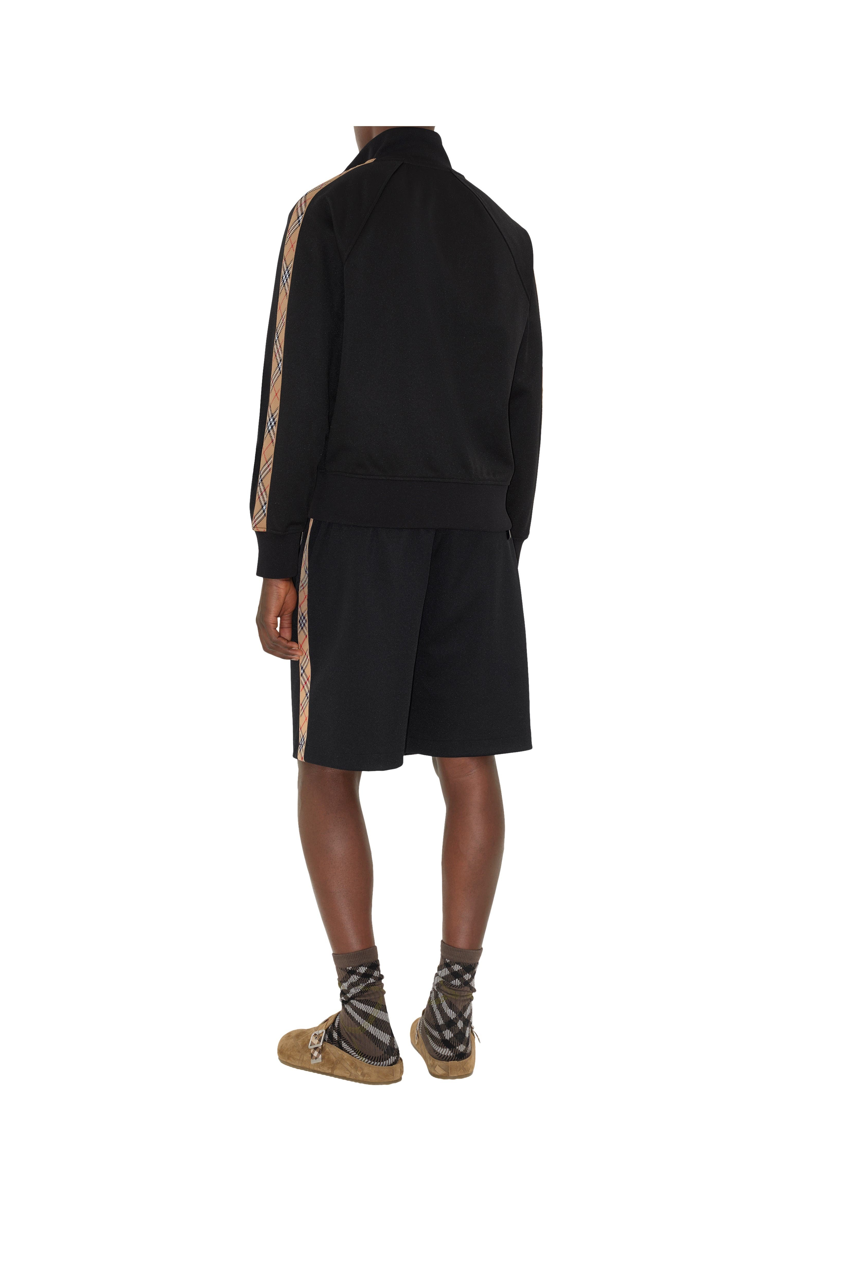 burberry Check Trim Cotton Blend Track Jacket in Black at Nordstrom - 5