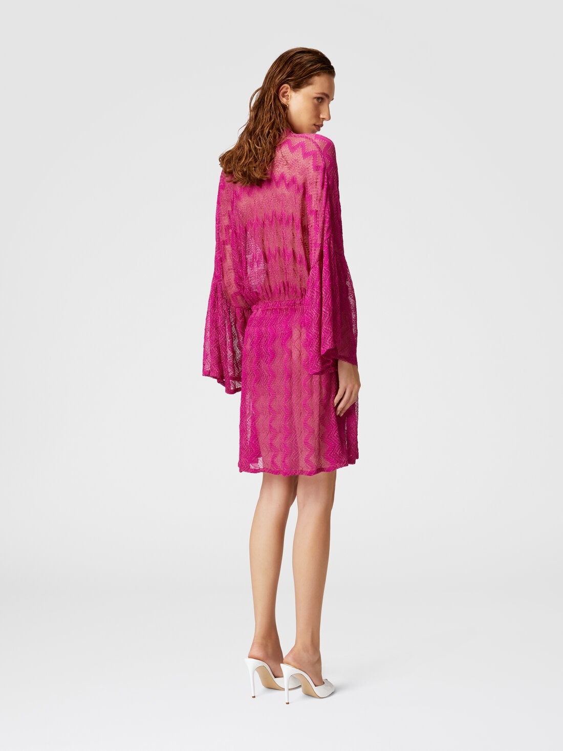 Cover-up dress in zig zag lamé viscose with wide sleeves - 3