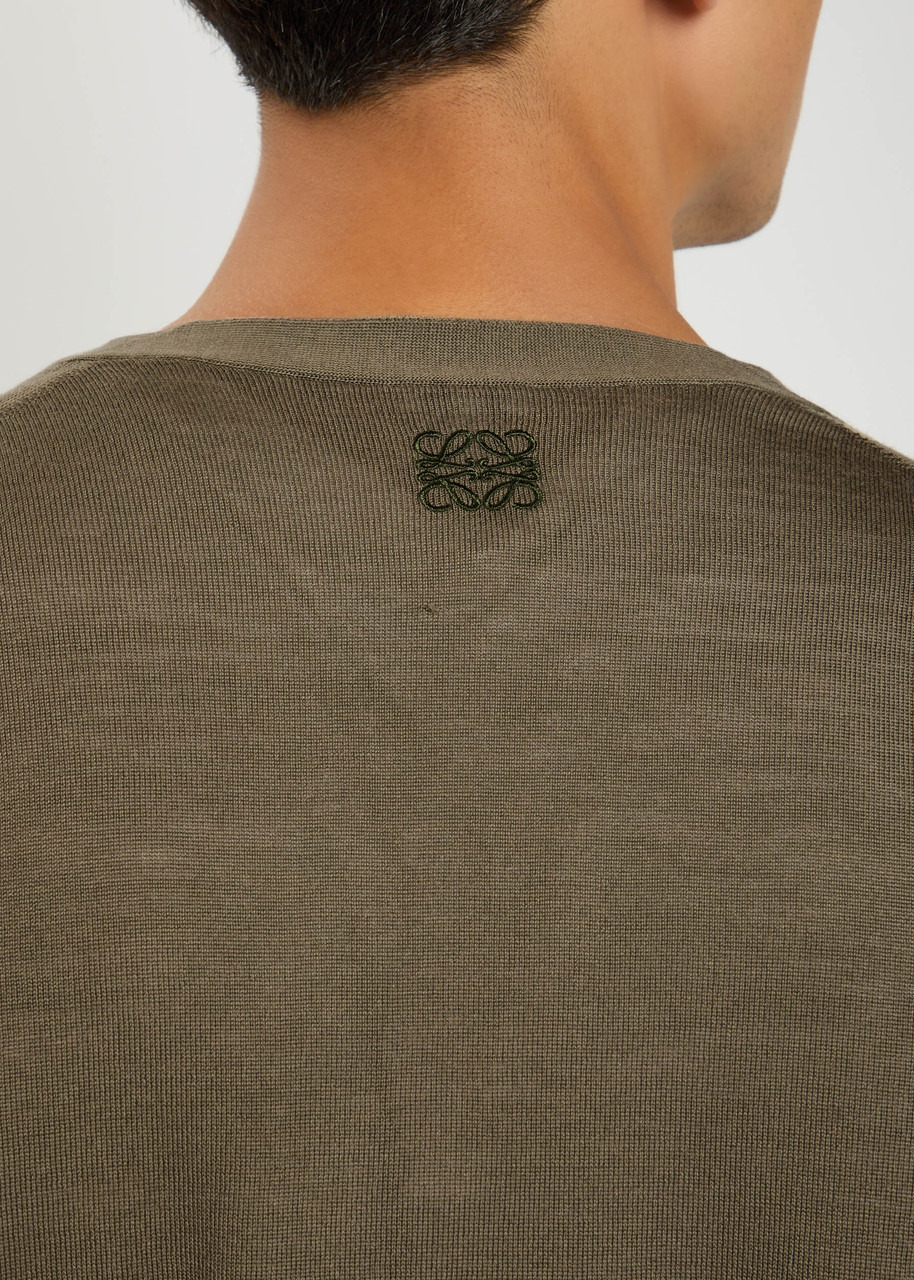Loewe Logo-embroidered Fine-knit Wool Cardigan - 5