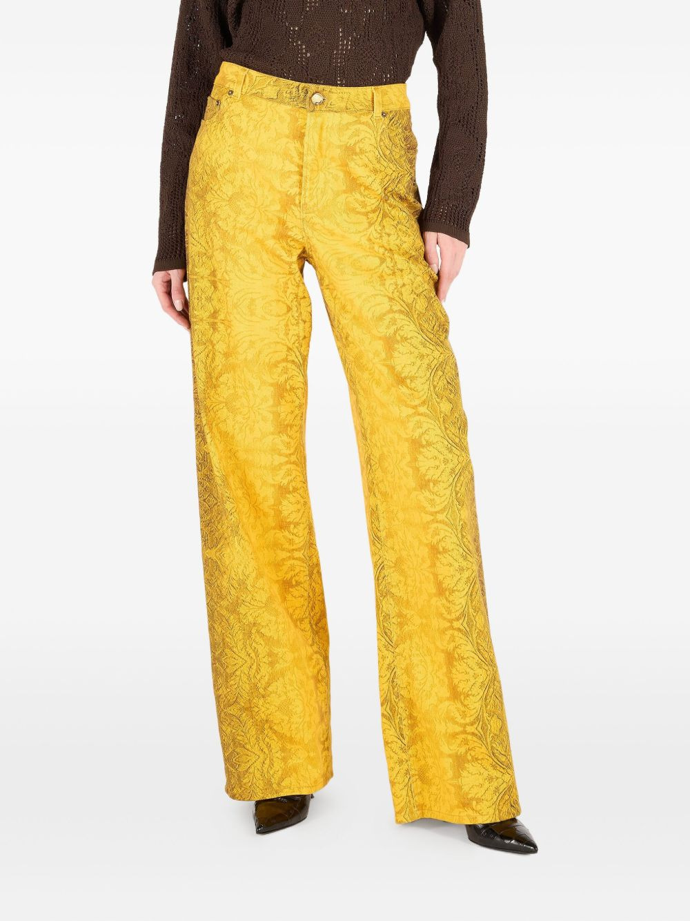 brocade-print straight-leg jeans - 3