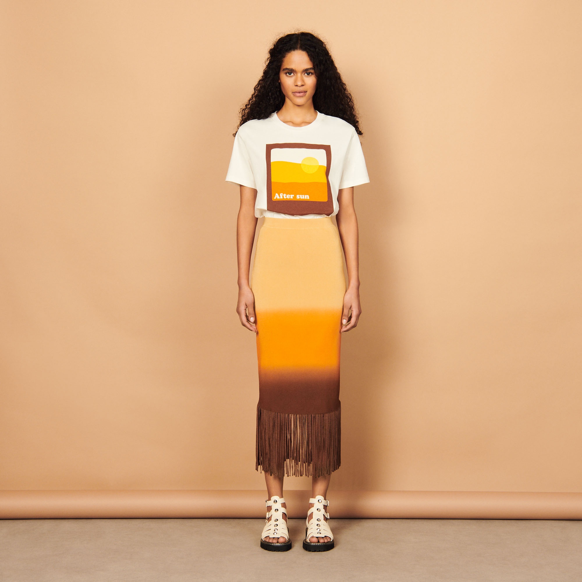 Midi skirt with tie-dye fringing - 6