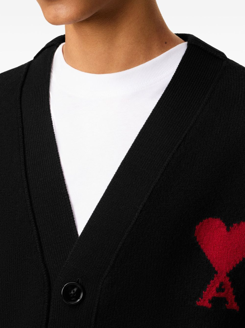 heart-detail wool cardigan - 5