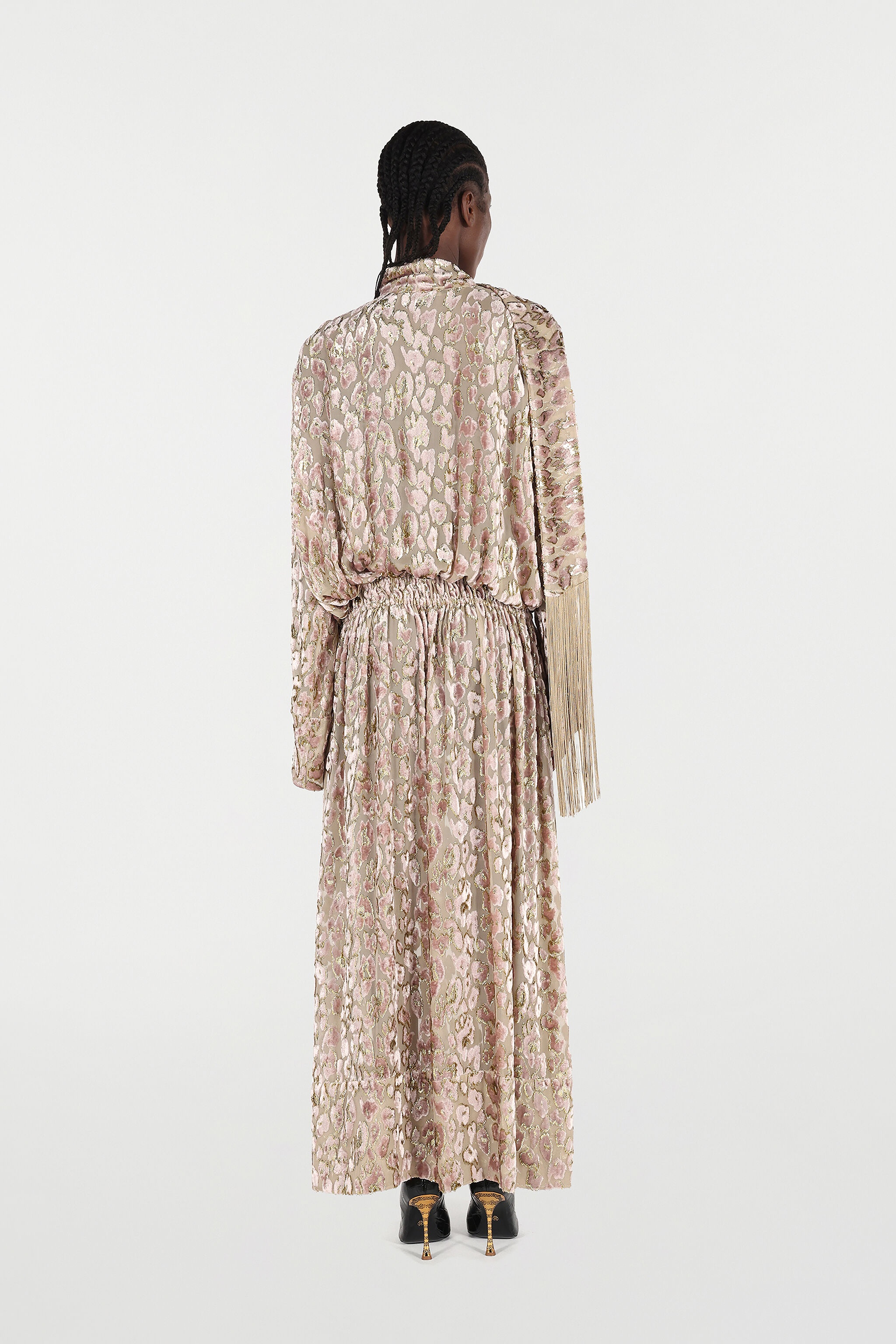 Long Dress With All-Over Dappled Pattern - 4