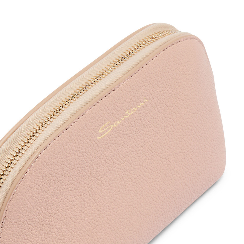 Pink tumbled leather pouch 5