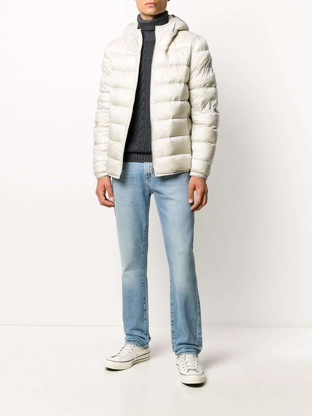 hooded contrast-panel puffer jacket - 6