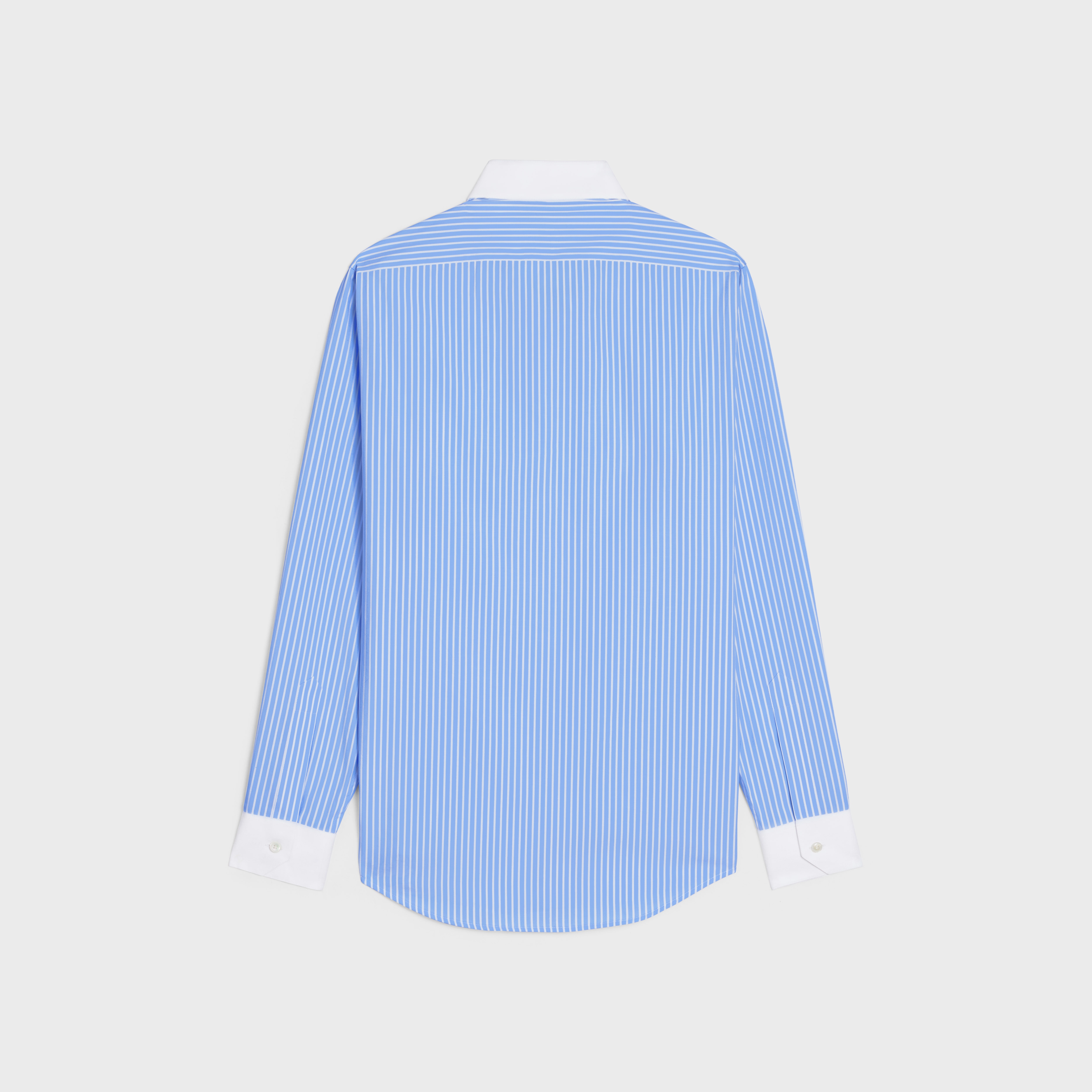 loose shirt with inverted collar in striped cotton - 2