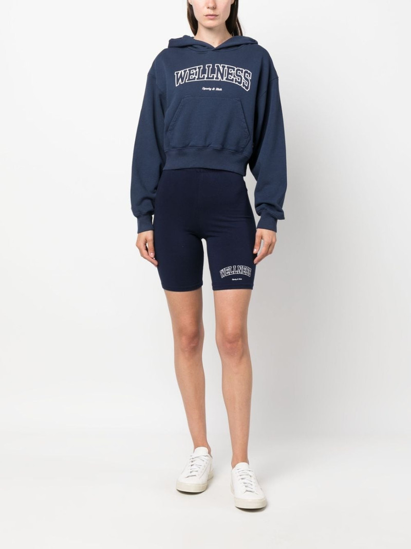 Sporty & Rich logo-print cropped cotton hoodie outlook