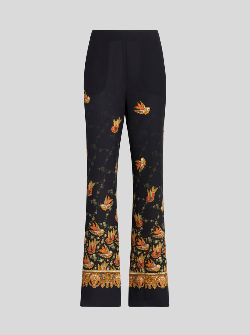 PRINTED CRÊPE DE CHINE PALAZZO TROUSERS - 1