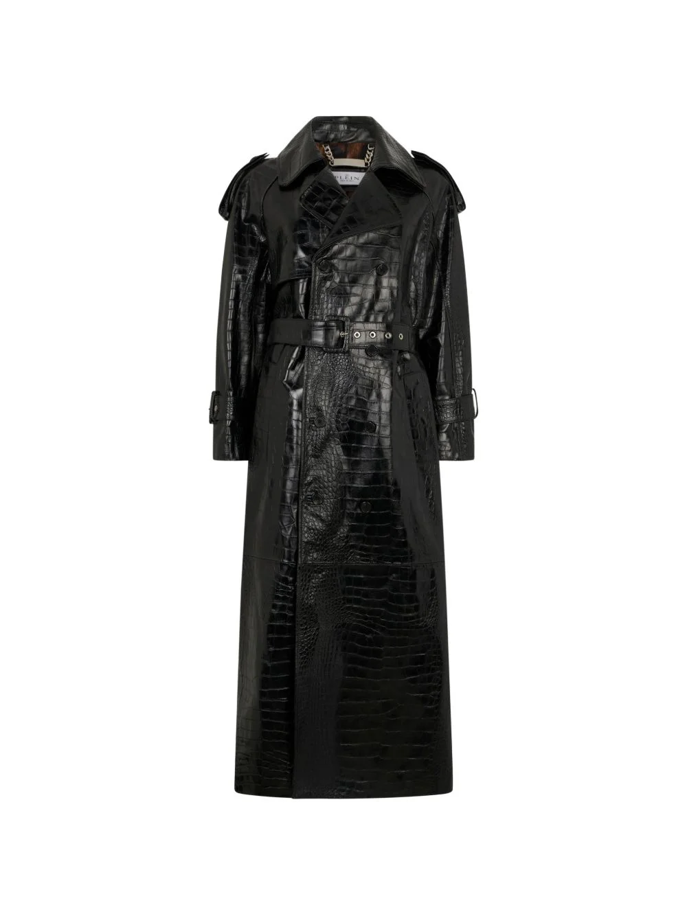 crocodile-print trench coat - 1