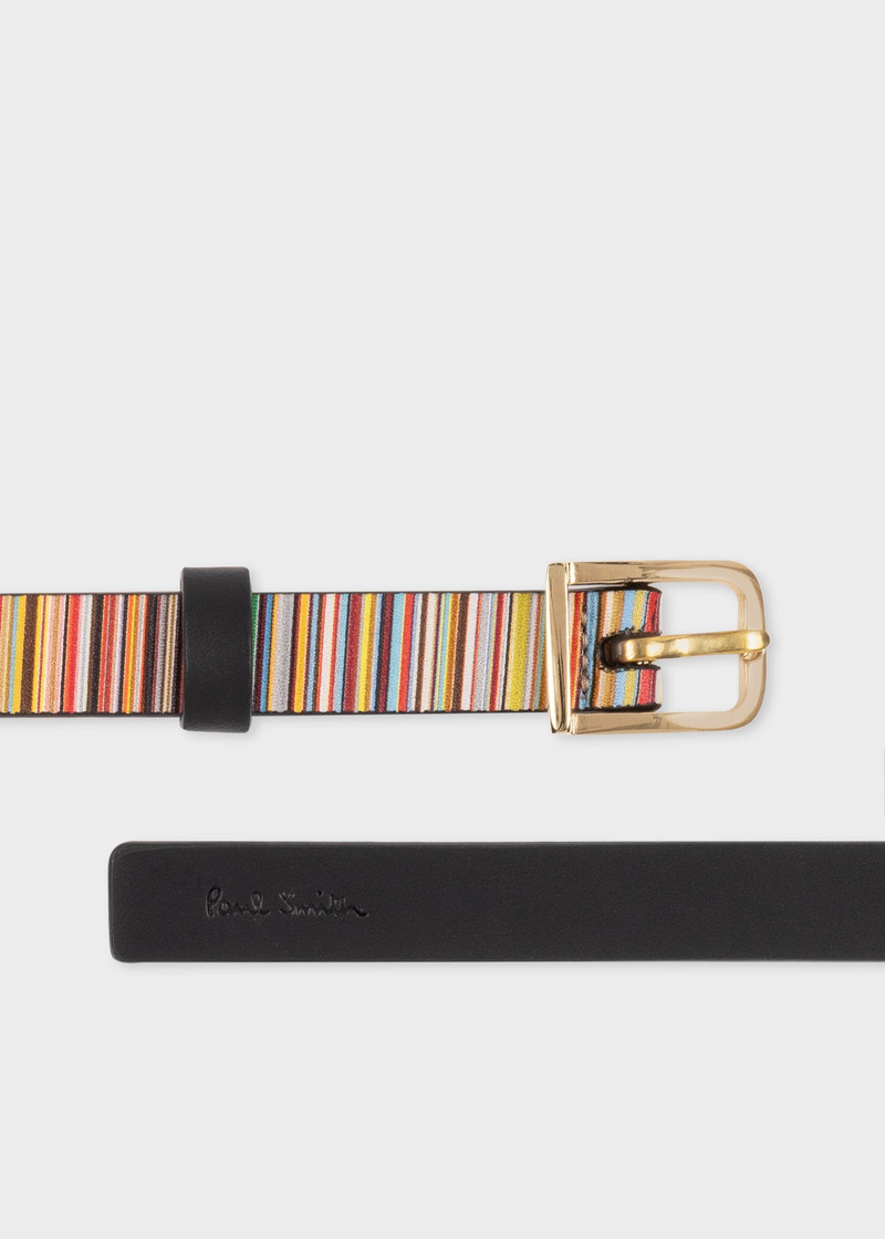 Women's 'Signature Stripe' Leather Belt & Silk-Mix Socks Gift Set 5