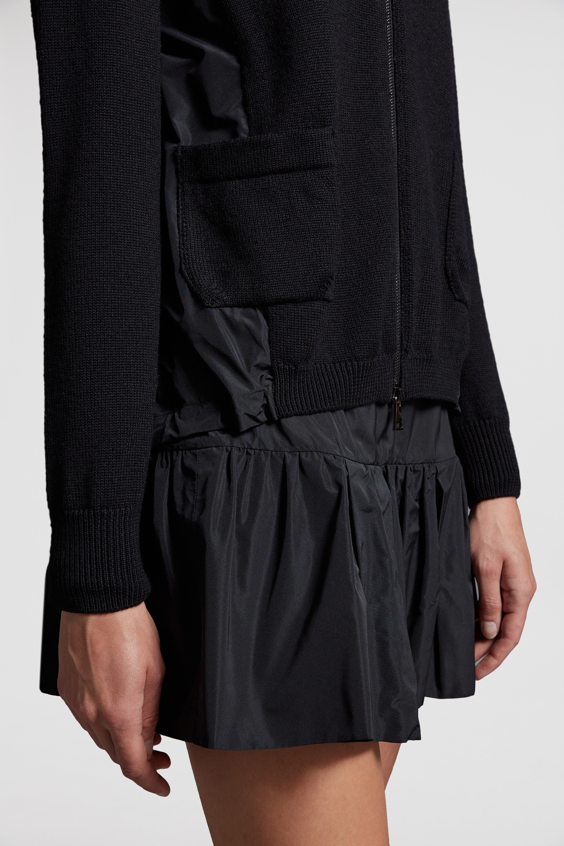 Wool & Taffeta Zip-Up Cardigan - 6