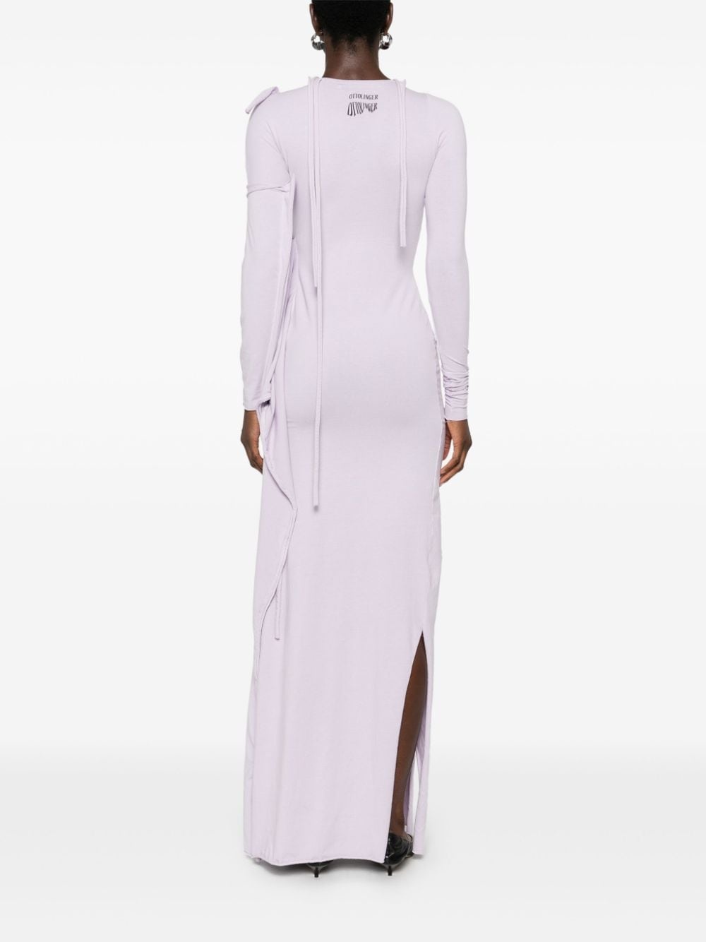 distressed long-sleeve maxi dress - 4