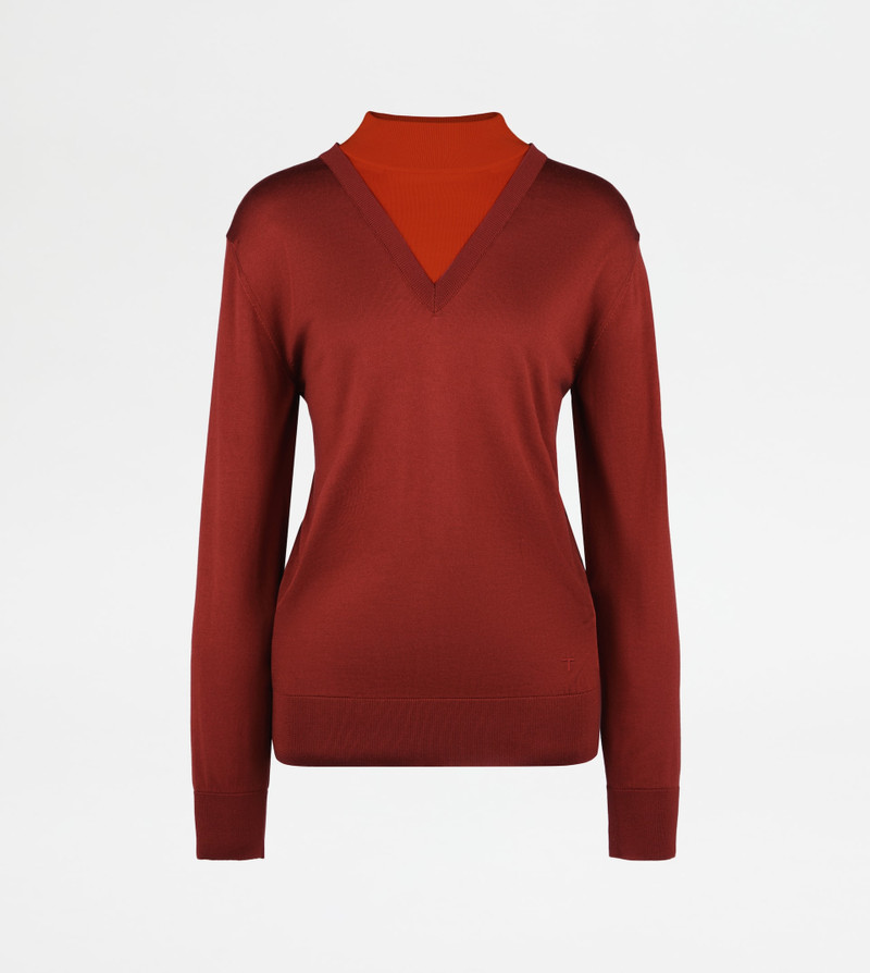 MOCK TURTLENECK IN SILK - ORANGE 1