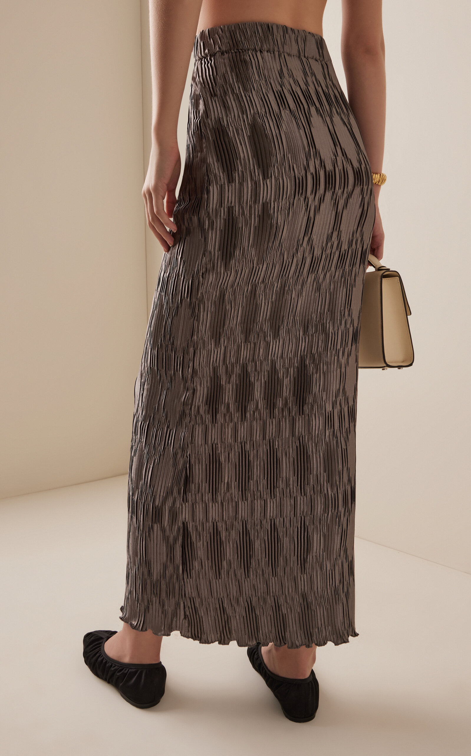 Exclusive Elias Crinkled Satin Maxi Skirt silver - 5