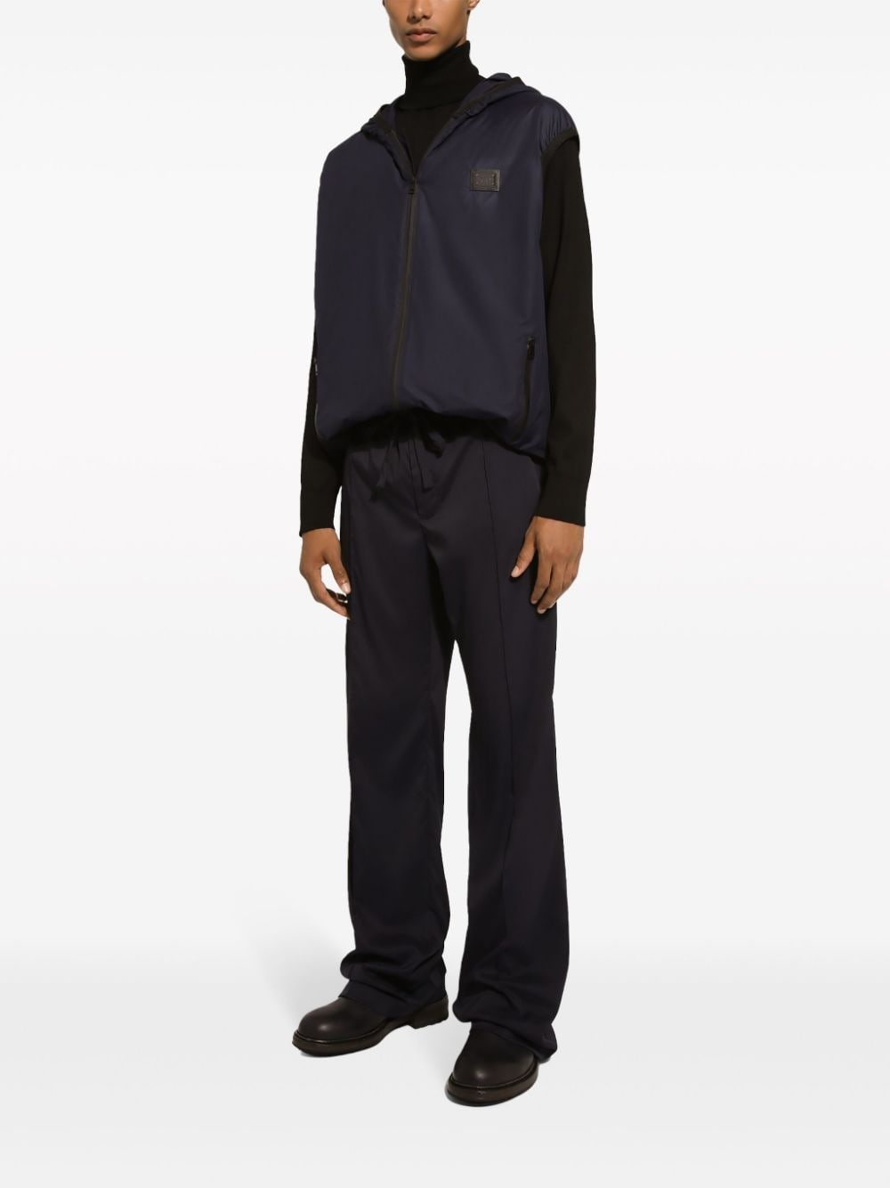 logo-plaque hooded gilet - 2