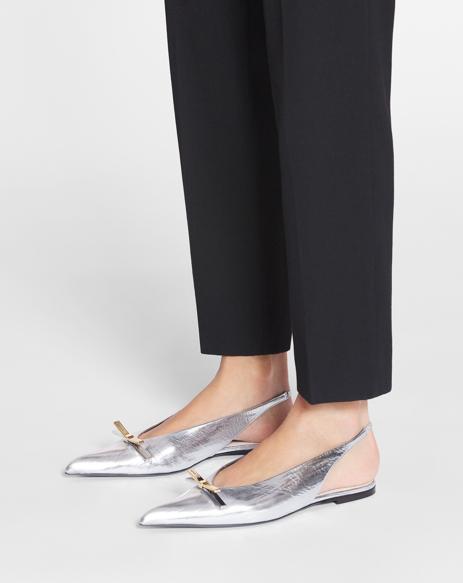 LANVIN BOW SLINGBACK IN METALLIC LEATHER - 6