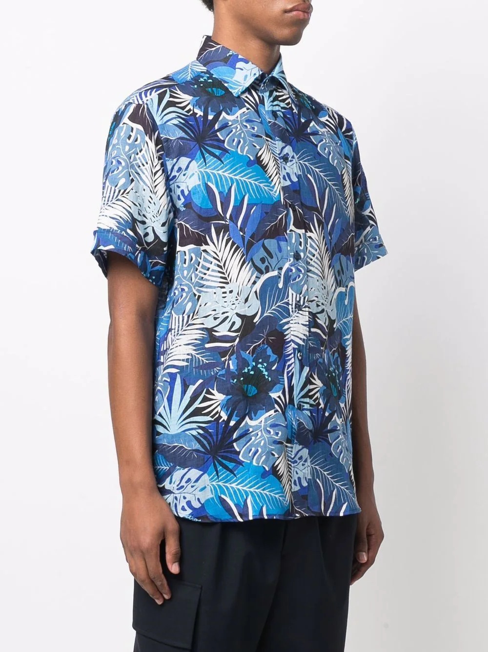 leaf-print linen shirt - 3