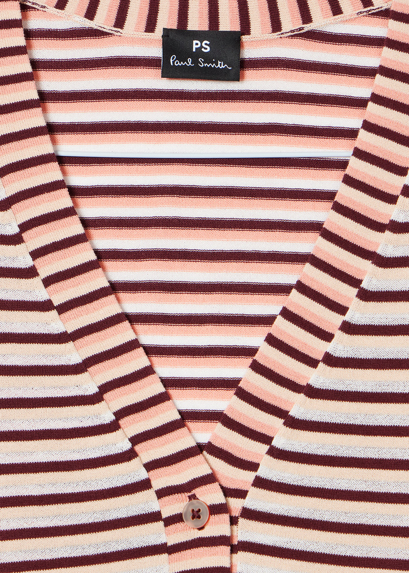 Paul Smith Women's Faded Orange and Burgundy Organic Cotton Short-Sleeve Cardigan outlook