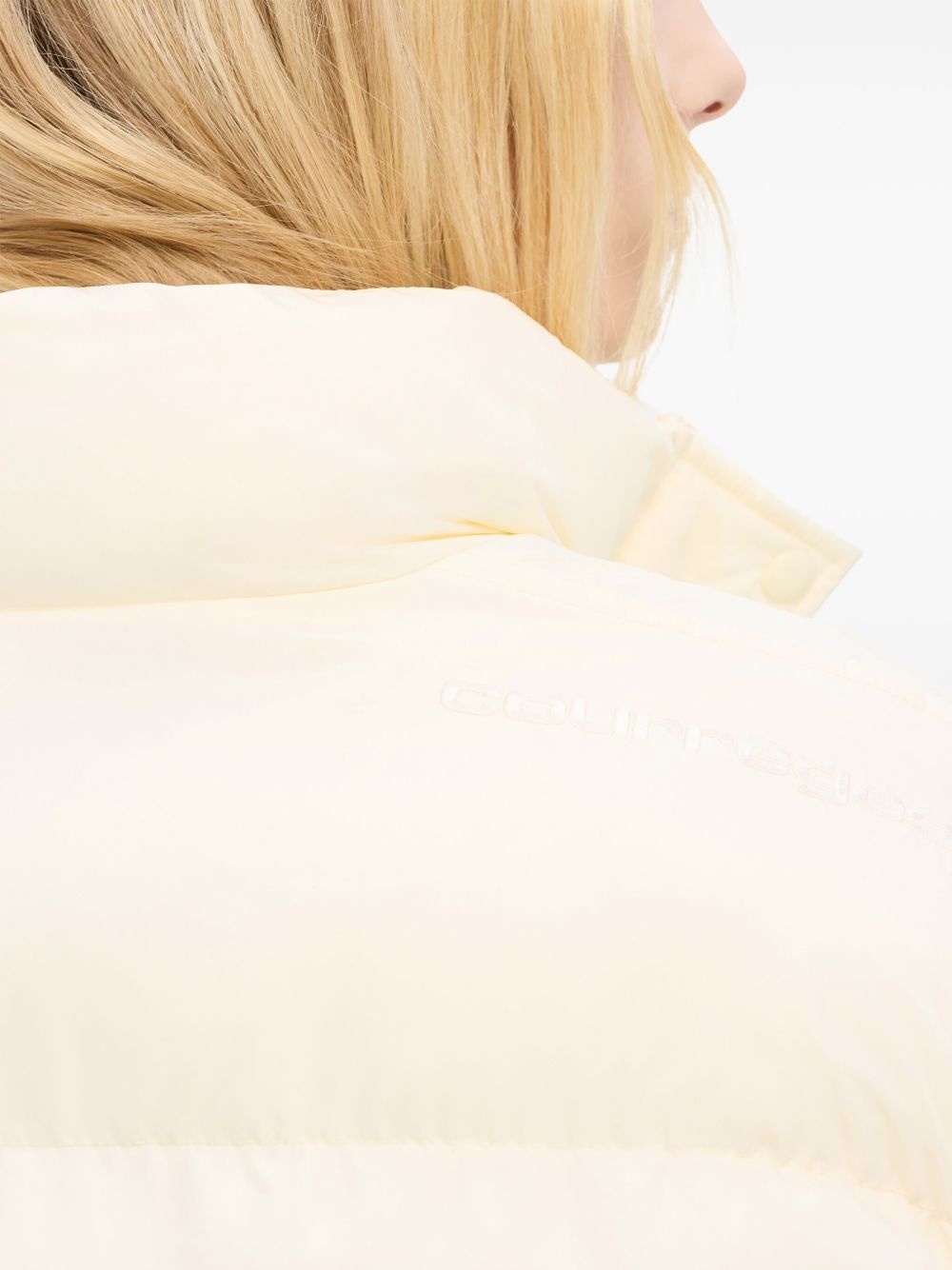 logo-embroidered cropped puffer jacket - 5