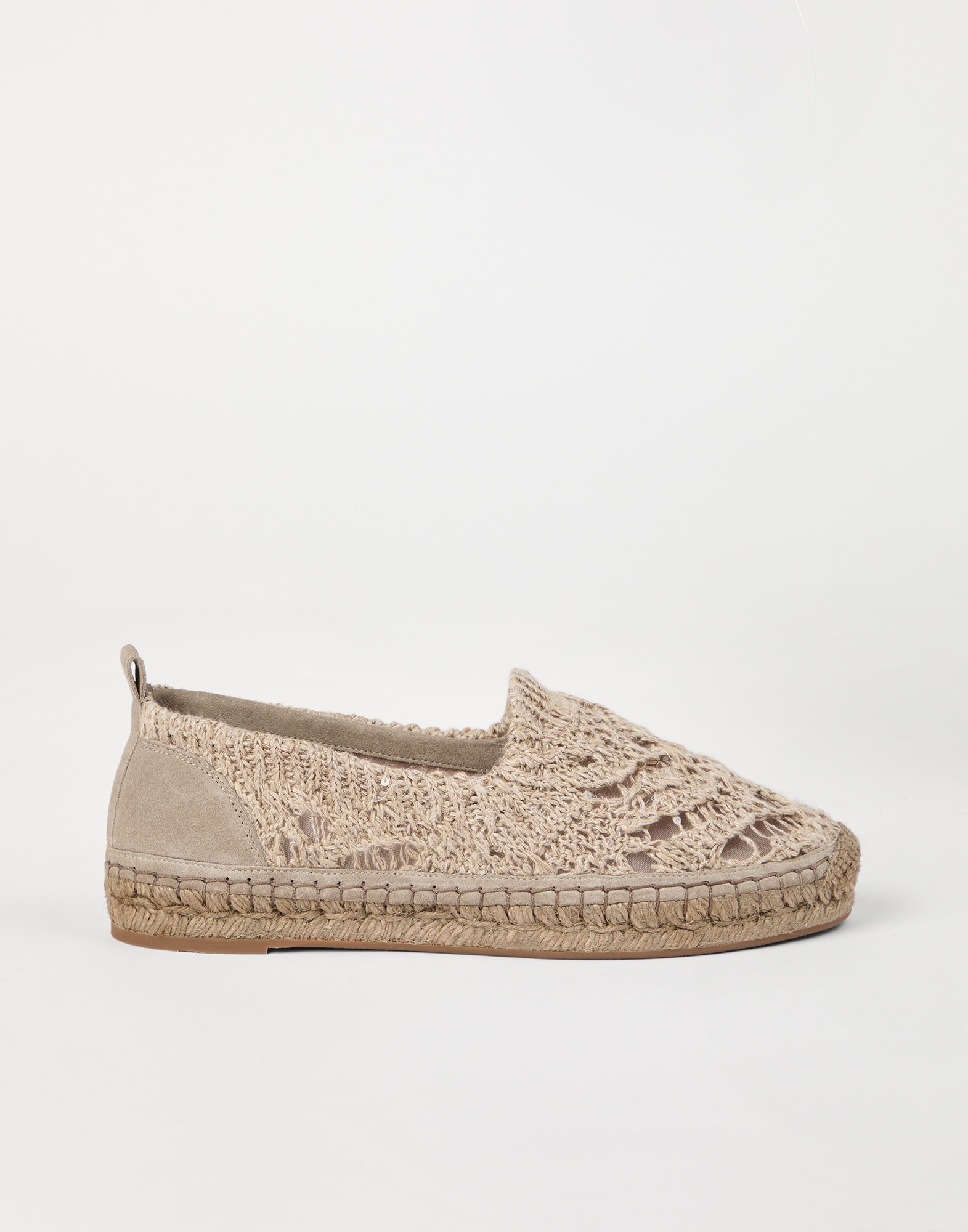 Dazzling foliage lace knit and suede espadrilles - 5