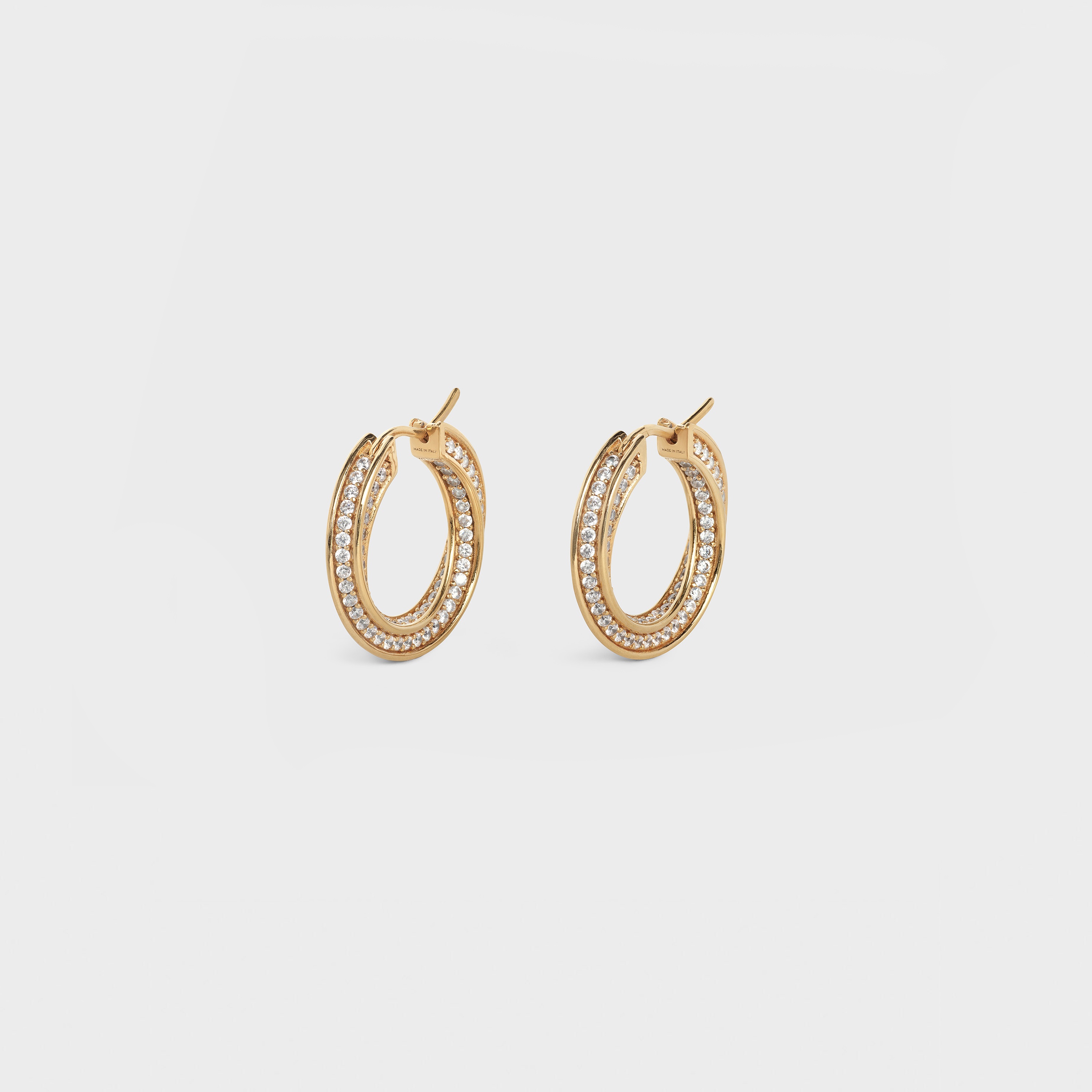 EDWIGE TWISTED HOOPS IN BRASS WITH GOLD FINISH AND CRYSTALS - 2